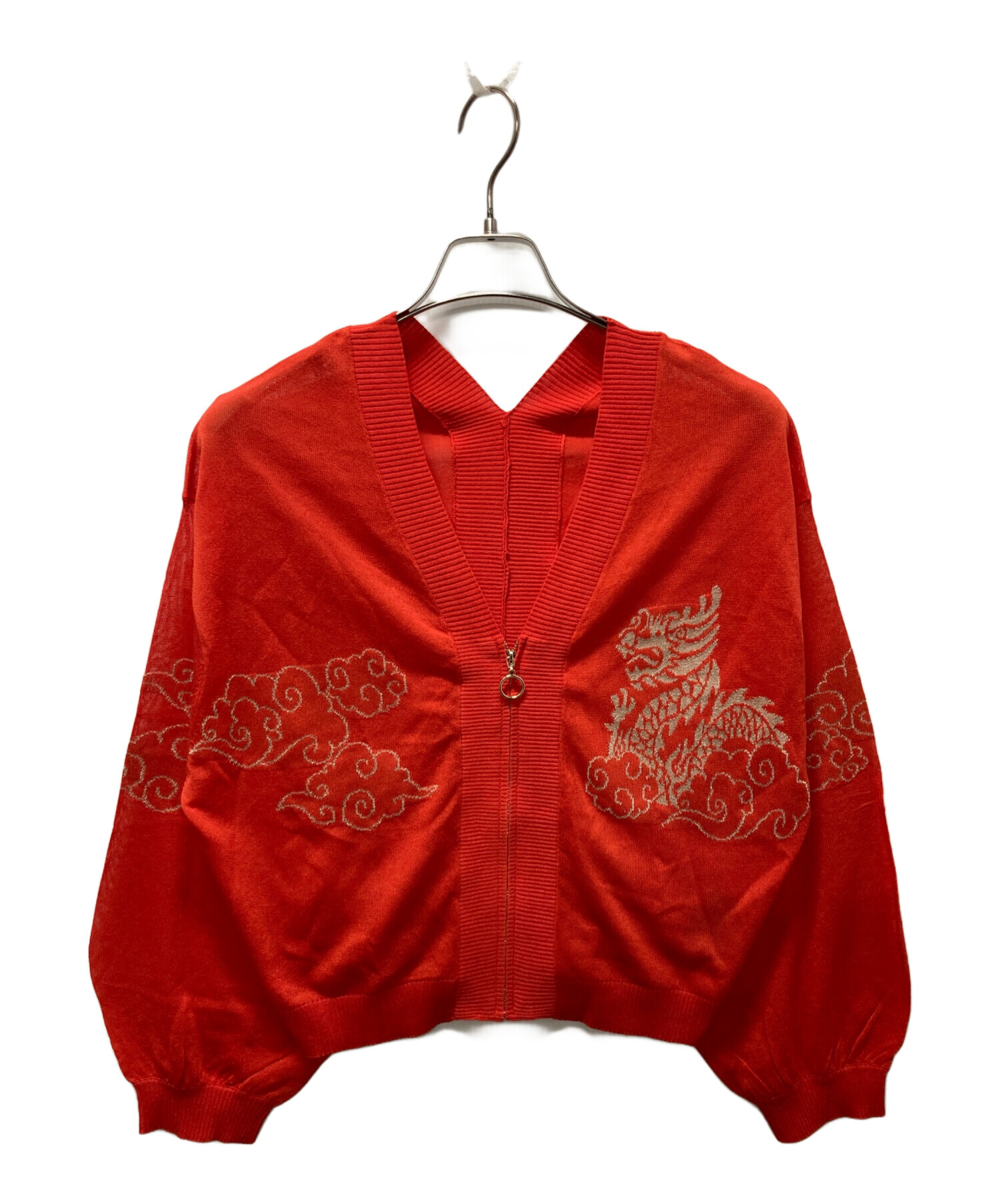 VIVIENNE TAM ヴィヴィアンタム　赤　刺繍トップス 中古・古着通販】VIVIENNE TAM (ヴィヴィアンタム) ラメ刺繍ジップ