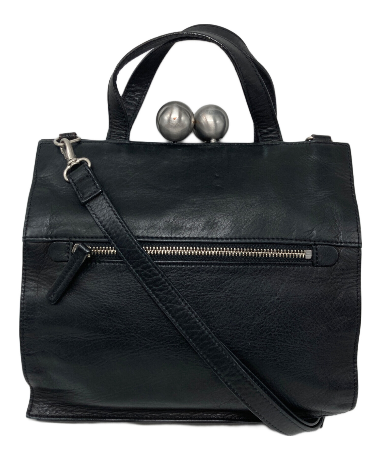 【kawakawa】ショルダーバッグ ガマ口 肩掛けバッグ レザー 中古・古着通販】kawa-kawa (カワカワ) がま口ショルダーバッグ