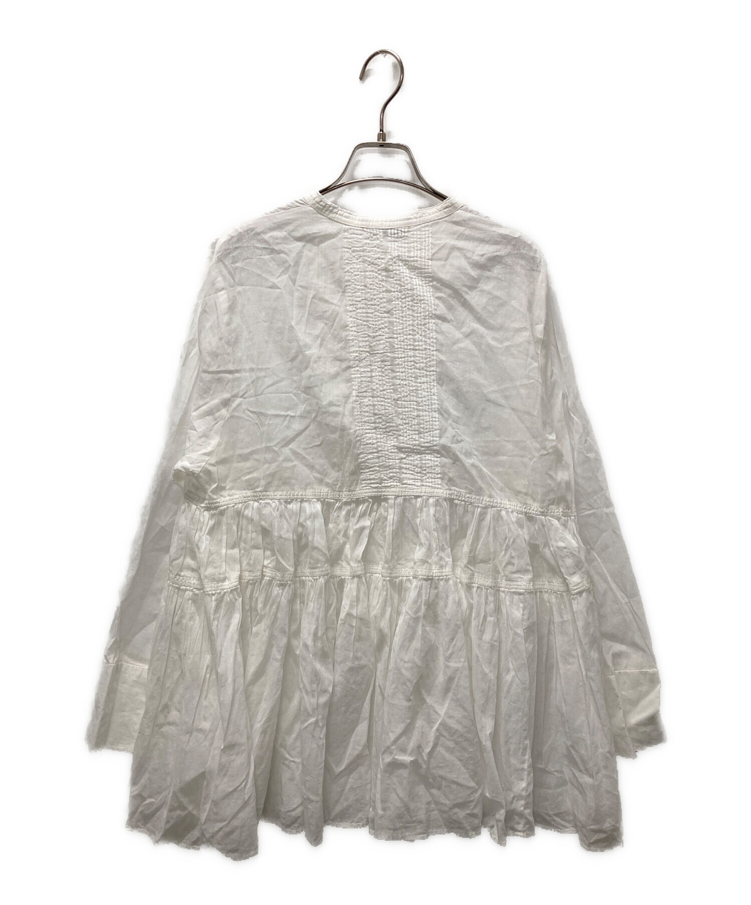 26SS カレンソロジー Curensology オーガンギャザーブラウス 白 中古・古着通販】Curensology (カレンソロジー) オーガンギャザー