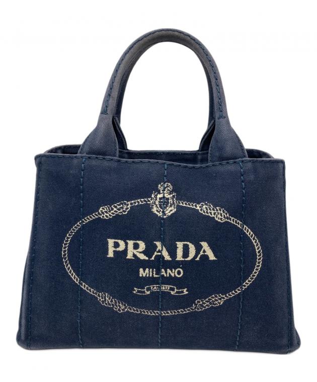 PRADA デニム トートバッグ 中古・古着通販】PRADA (プラダ) 2WAYデニムトートバッグ ネイビー