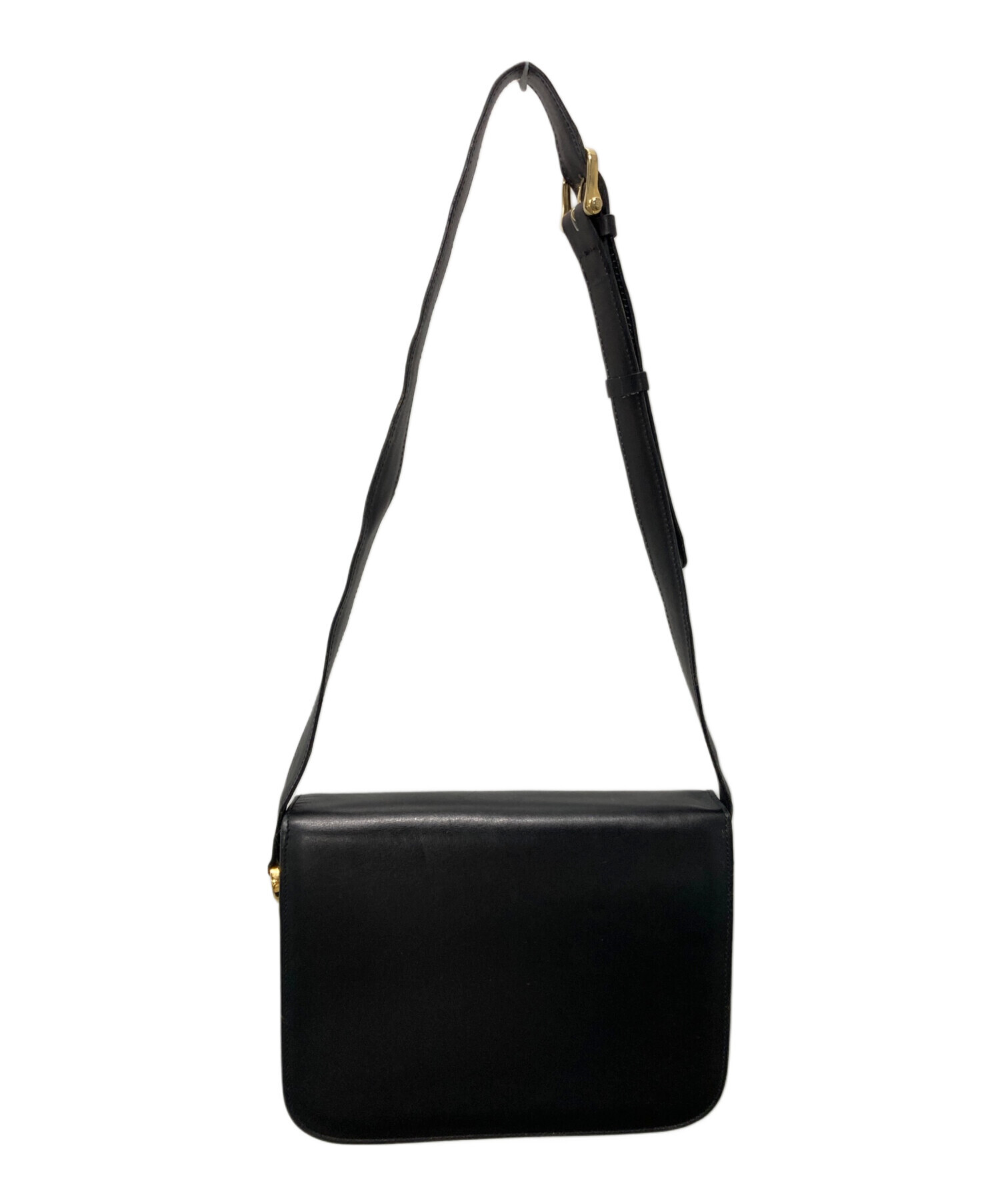 CELINE マカダム金具 ショルダーバッグ ブラック 中古・古着通販】CELINE (セリーヌ) マカダム金具ショルダーバッグ