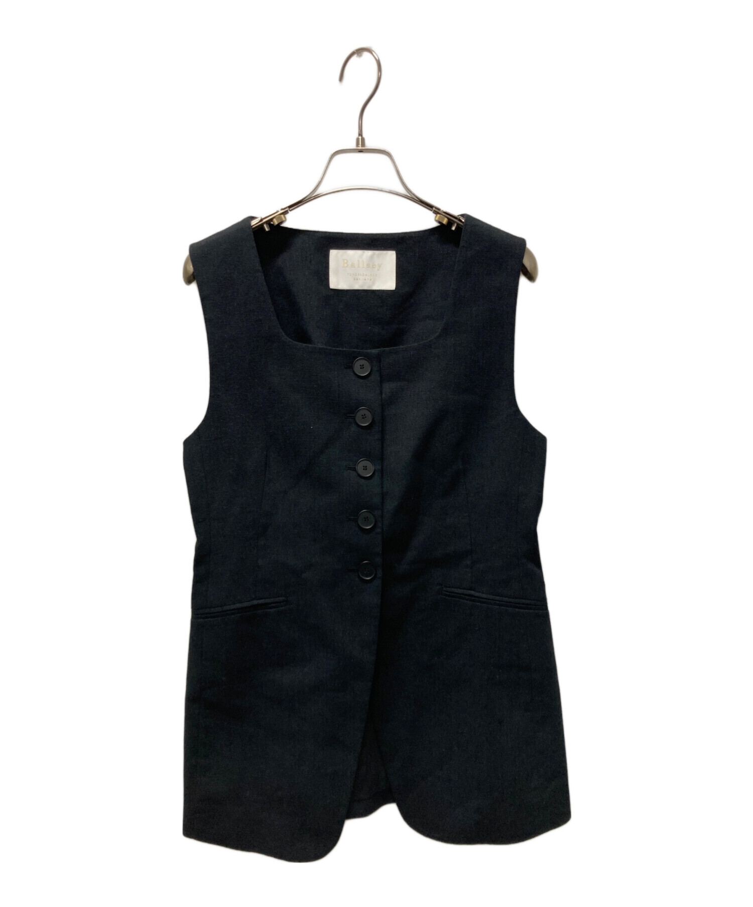 【25SS 完売品】ボールジィ ラメミックスストレッチ スクエアネックジレ 麻混 中古・古着通販】BALLSEY (ボールジィ) ラメミックスストレッチ