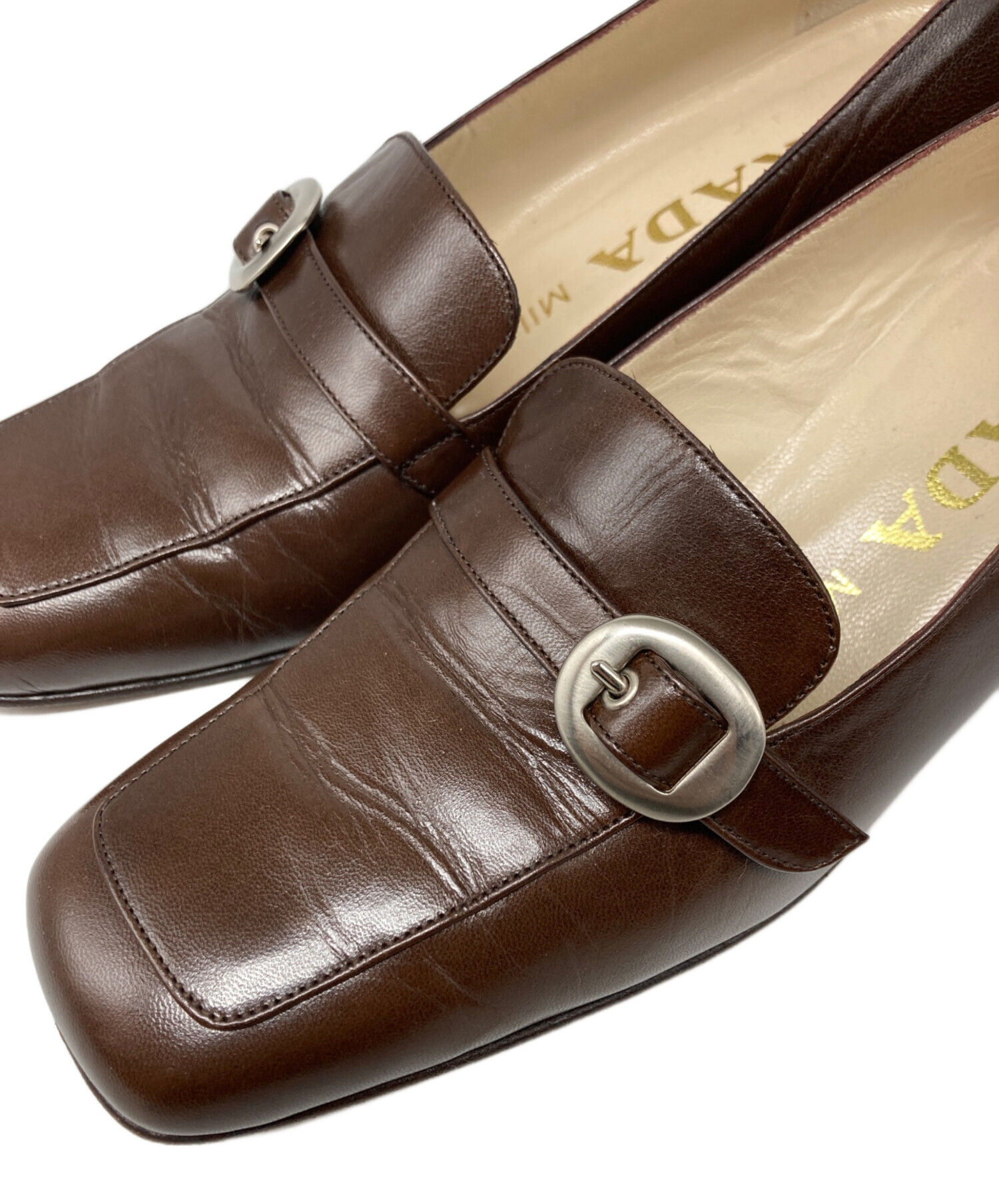 中古・古着通販】PRADA (プラダ) スクエアトゥヒールローファー