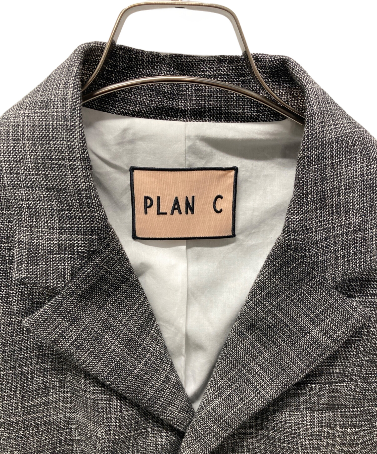 中古・古着通販】Plan C (プランシー) チェック柄3Bジャケット グレー