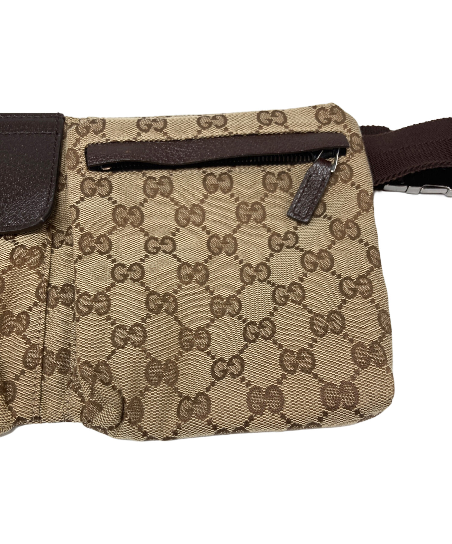 グッチ ウエストポーチ シェリーライン GGキャンバス ベージュ 中古・古着通販】GUCCI (グッチ) GGキャンバス ウエストポーチ