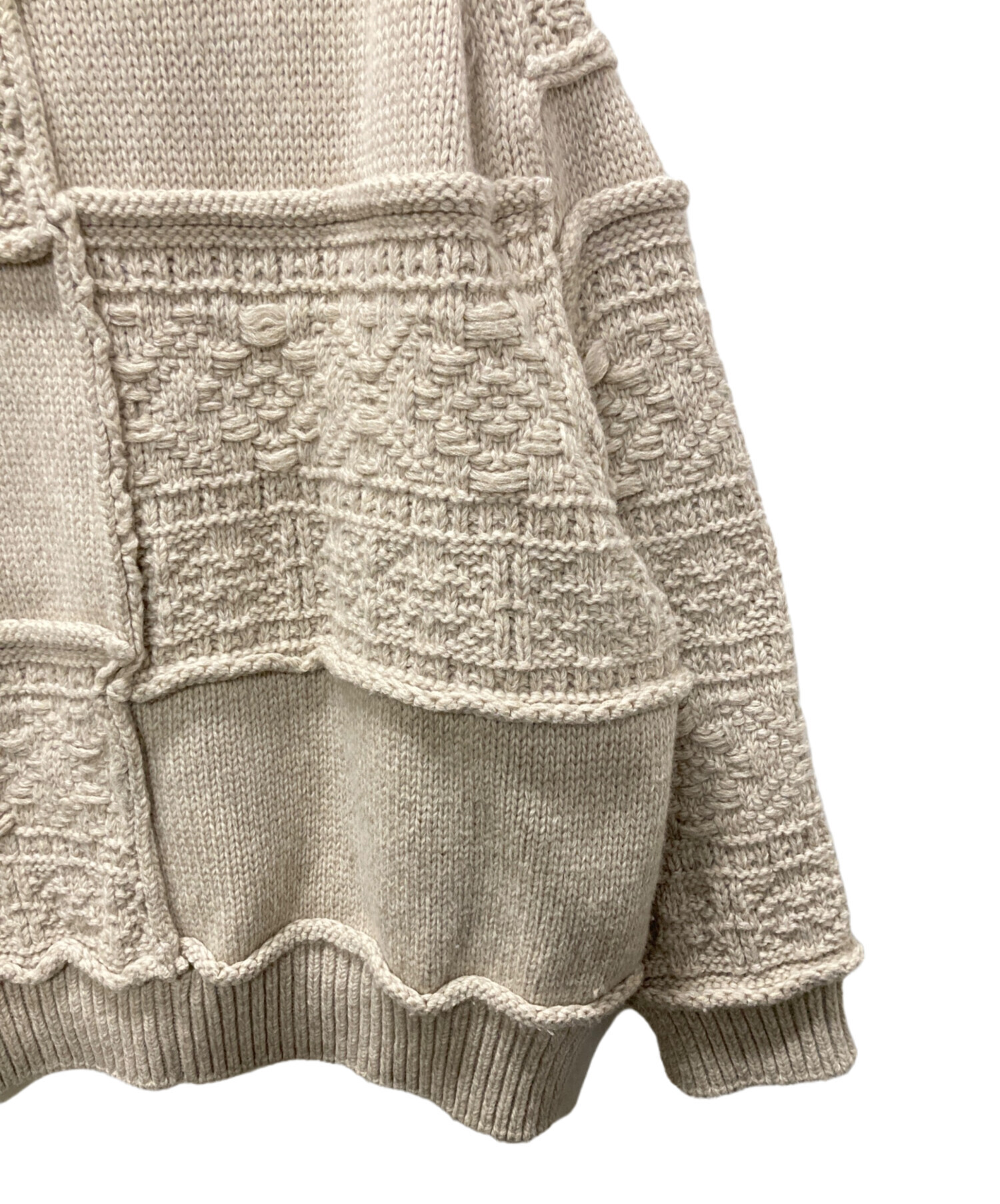 中古・古着通販】Name. (ネーム) PATCHWORK KNIT SWEATER ベージュ