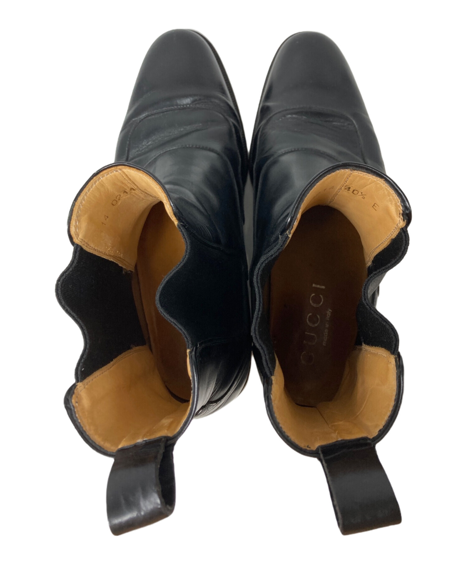 O*'様 GUCCI レザー サイドゴアブーツ　39 E イタリア製 中古・古着通販】GUCCI (グッチ) サイドゴアブーツ ブラック サイズ:40