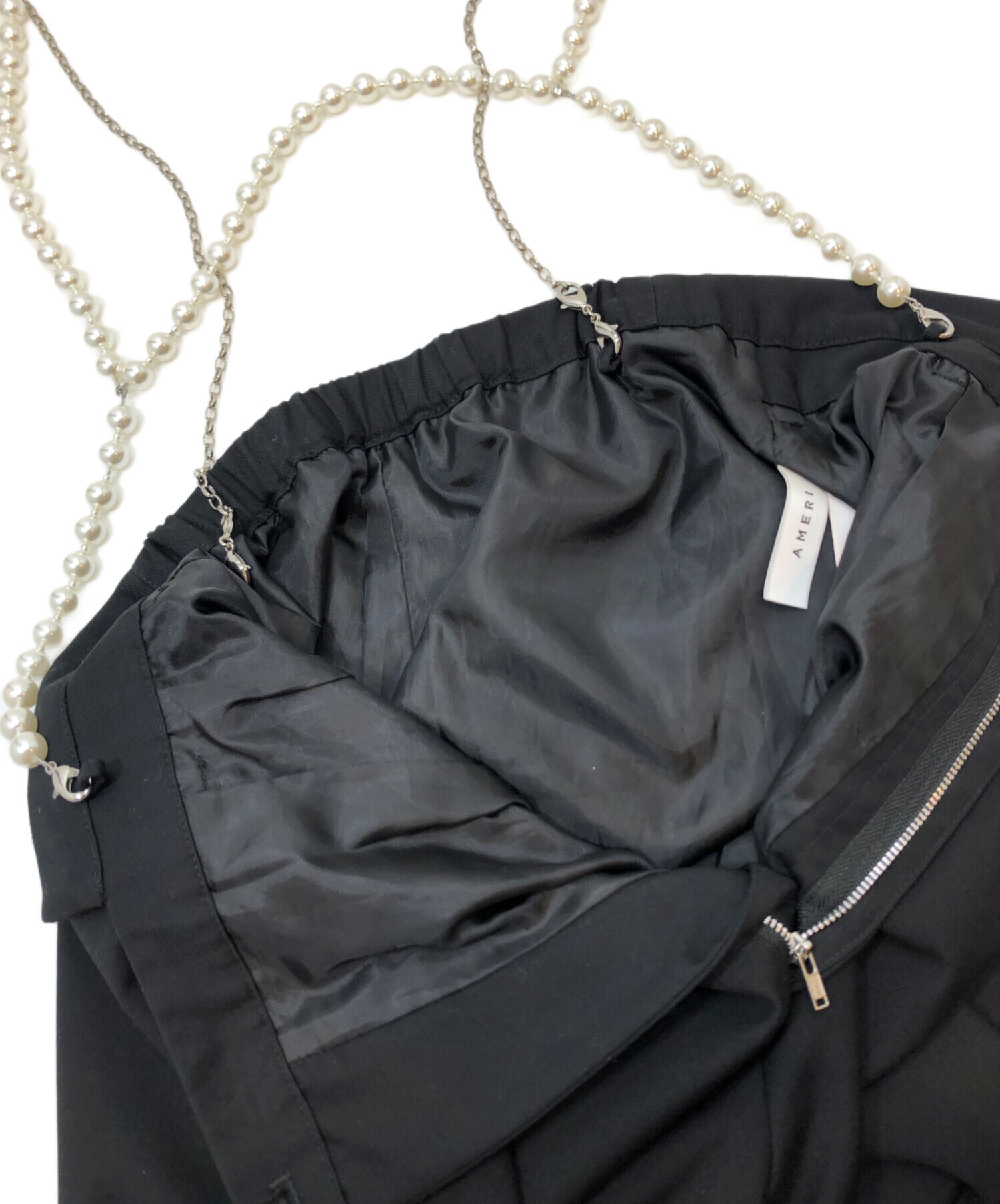中古・古着通販】Ameri (アメリ) ドロップパールサスペンダーパンツ