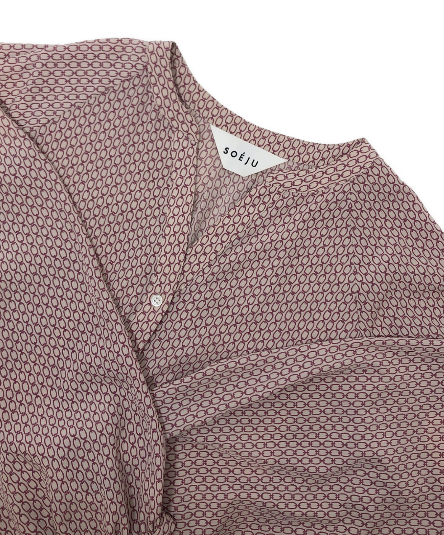 ☆SOÉJU ソージュ☆チェーン柄ボウタイリブラウス ピンク SOEJU