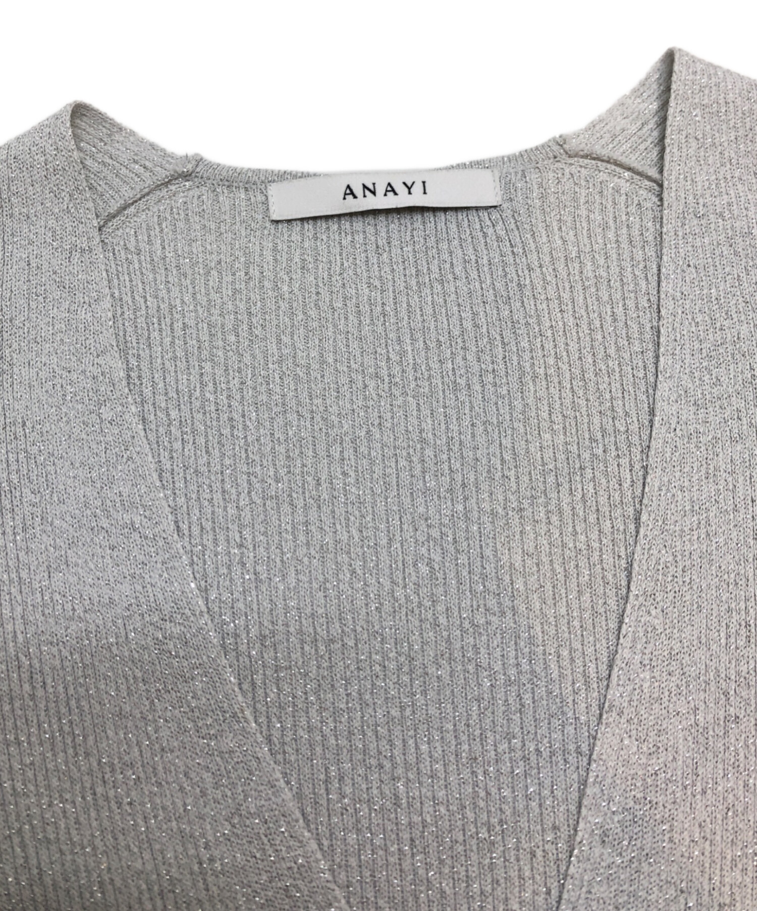 中古・古着通販】ANAYI (アナイ) ラメニットカーディガン グレー