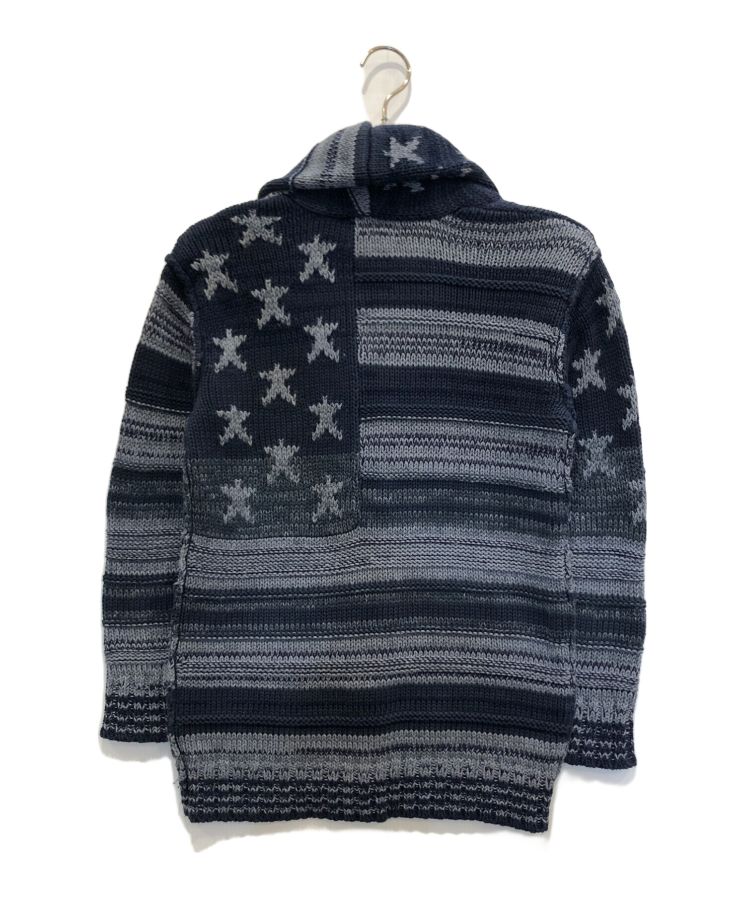 ▼デニム&サプライ ニットカーディガン ケーブルニット 星条旗【M】ネイビー 中古・古着通販】Denim & Supply Ralph Lauren (デニム＆サプライ