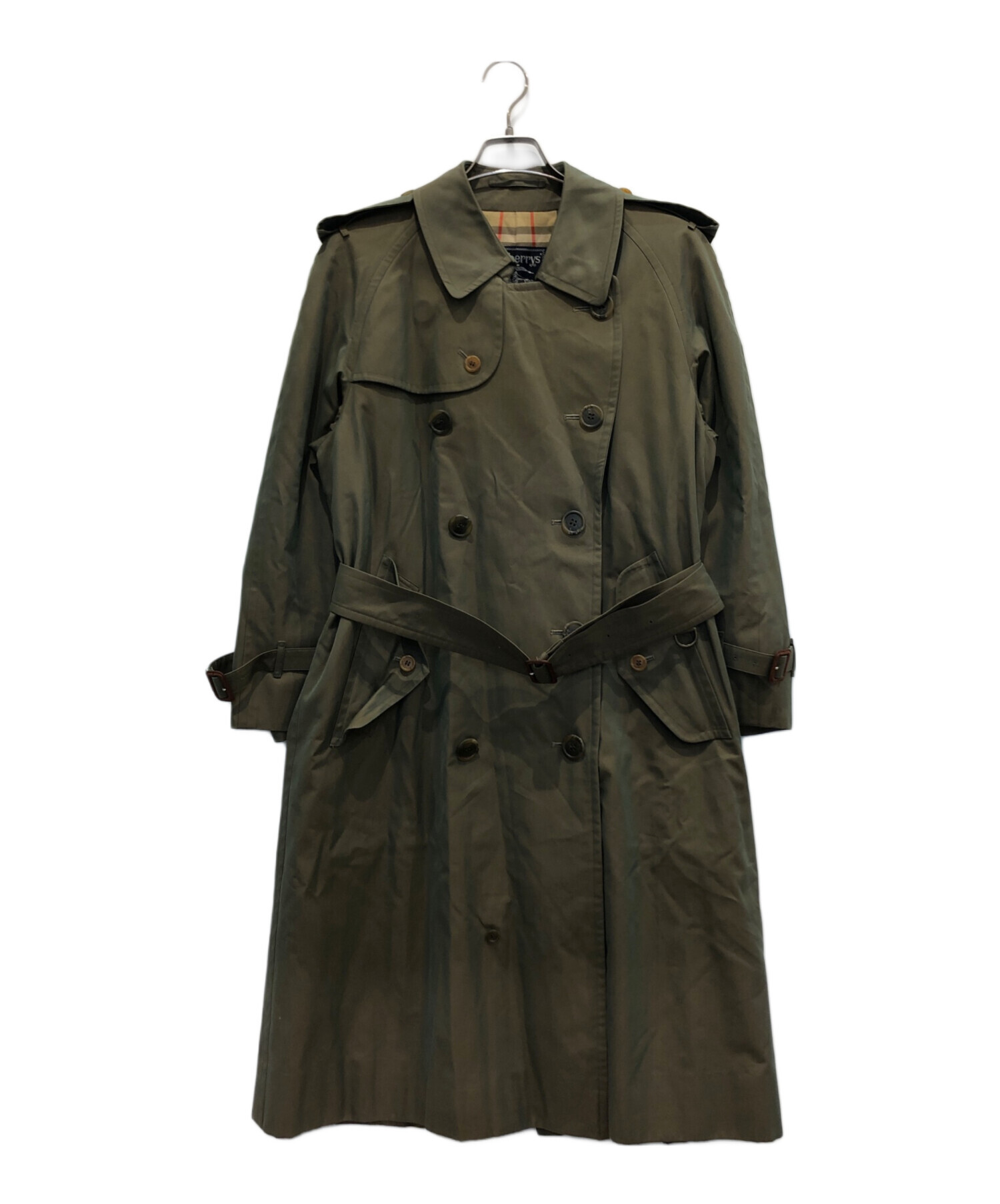 バーバリーズ　トレンチコート　メンズ　ライトグリーン　ノバチェック BURBERRYS/バーバリーズ/トレンチコート/ノバチェック/ベルト/カーキ