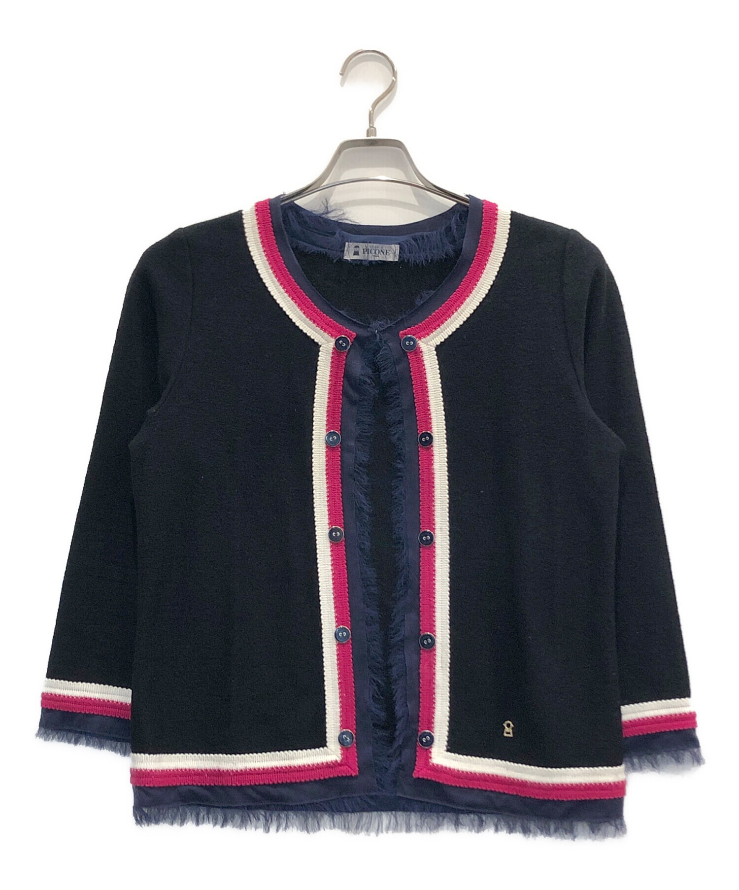 STUDIO PICONE スタジオピッコーネ カーディガン ボーダー コットン ホワイト サイズ38 ヴィンテージ 衣B ネ