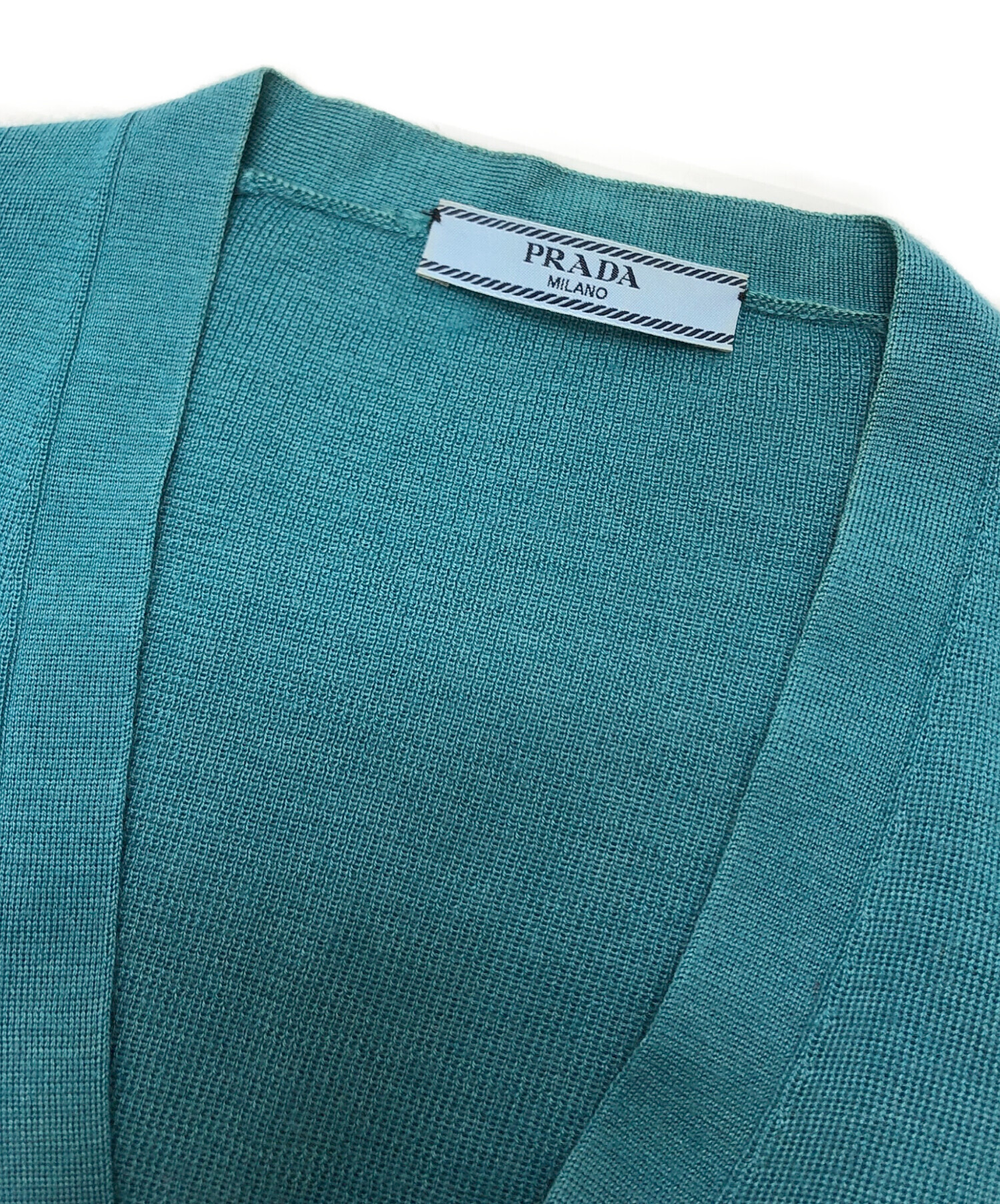 美品　PRADA プラダ　カーディガン　カシミヤ混　グリーン系 中古・古着通販】PRADA (プラダ) カシミヤ×シルクニットカーディガン