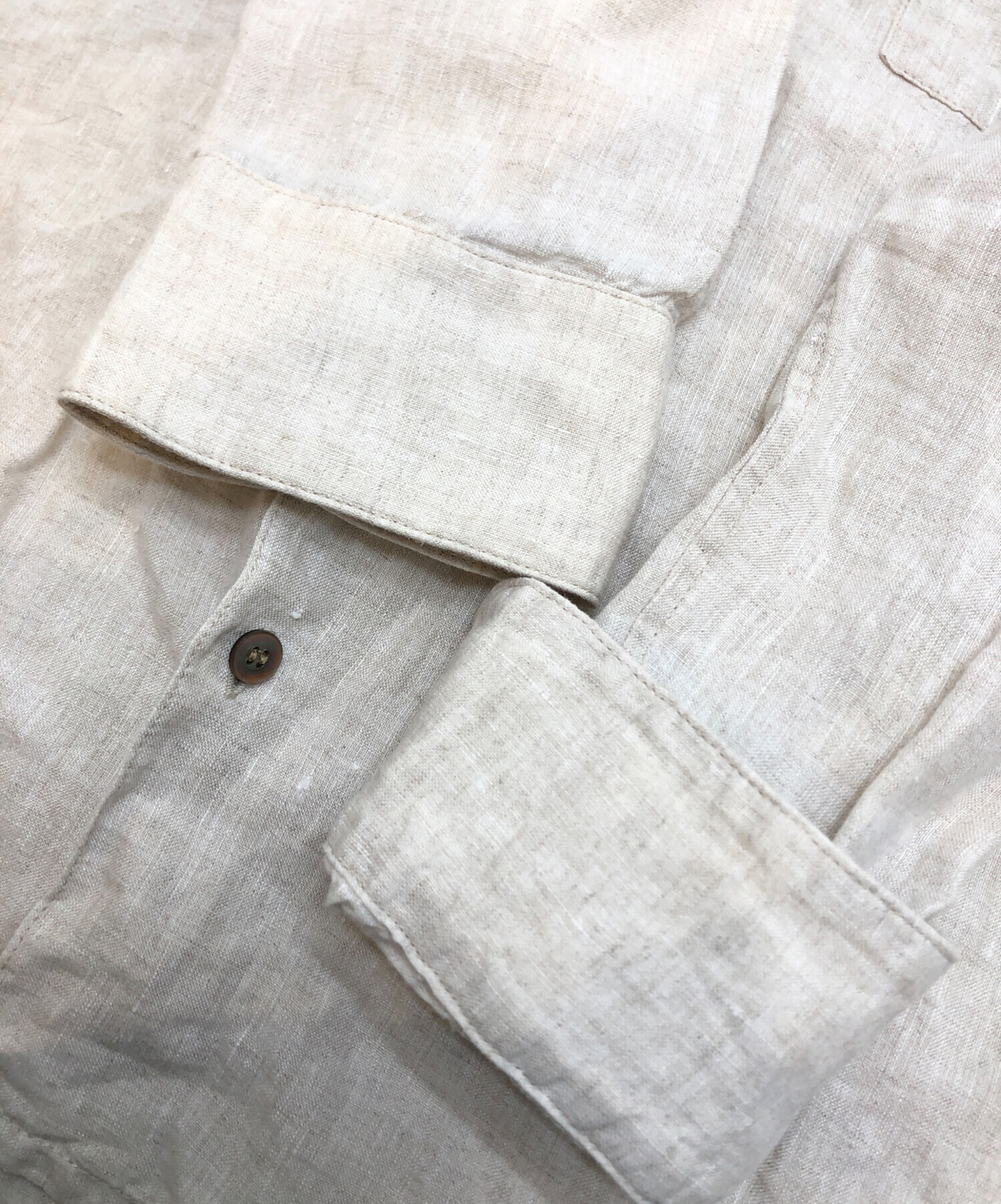 中古・古着通販】MOTO (モト) フレンチリネンシャツ ベージュ サイズ:L