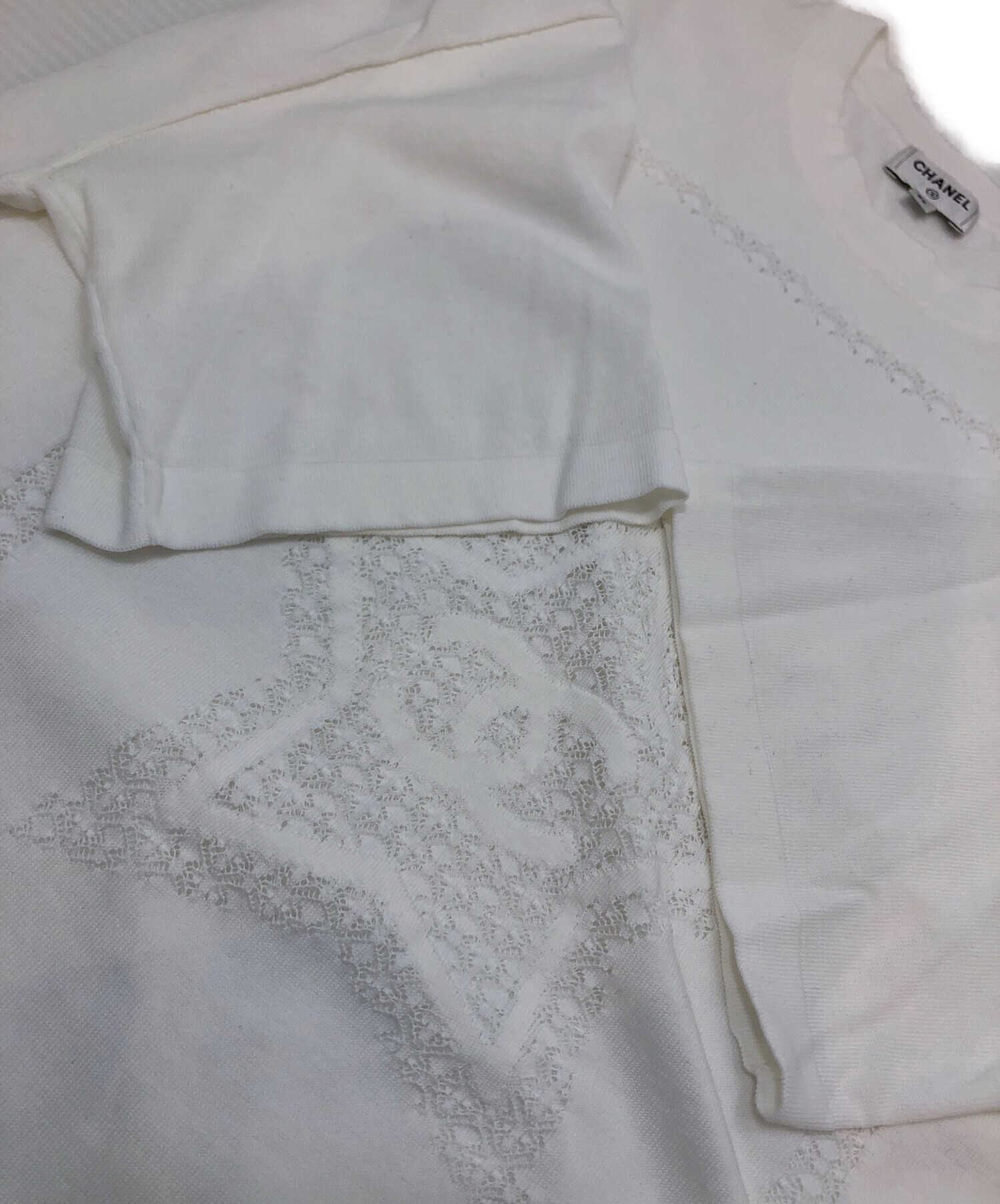中古・古着通販】CHANEL (シャネル) オーバーサイズTシャツ ホワイト