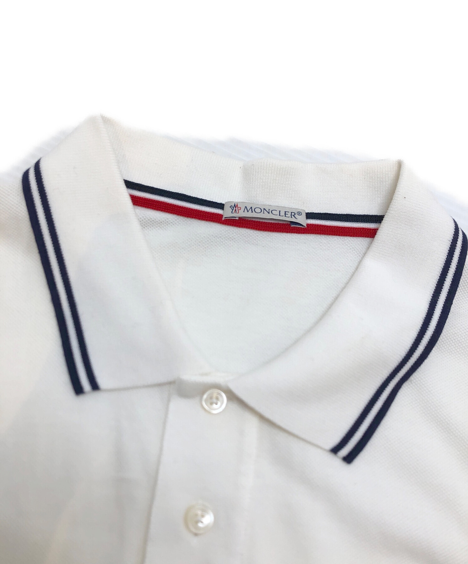 中古・古着通販】MONCLER (モンクレール) ポロシャツ ホワイト サイズ 