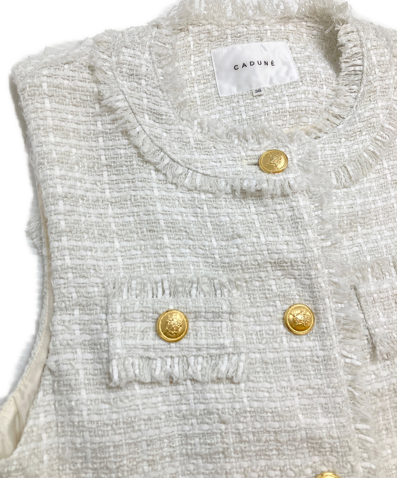 中古・古着通販】CADUNE (カデュネ) ツイードジレベスト ホワイト