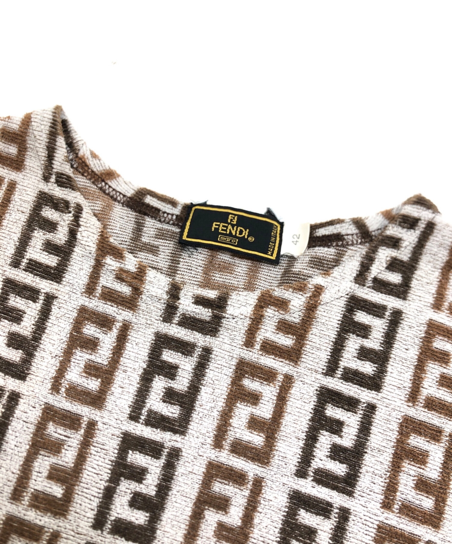 FENDIフェンディ ズッカ柄 パイルTシャツ 42