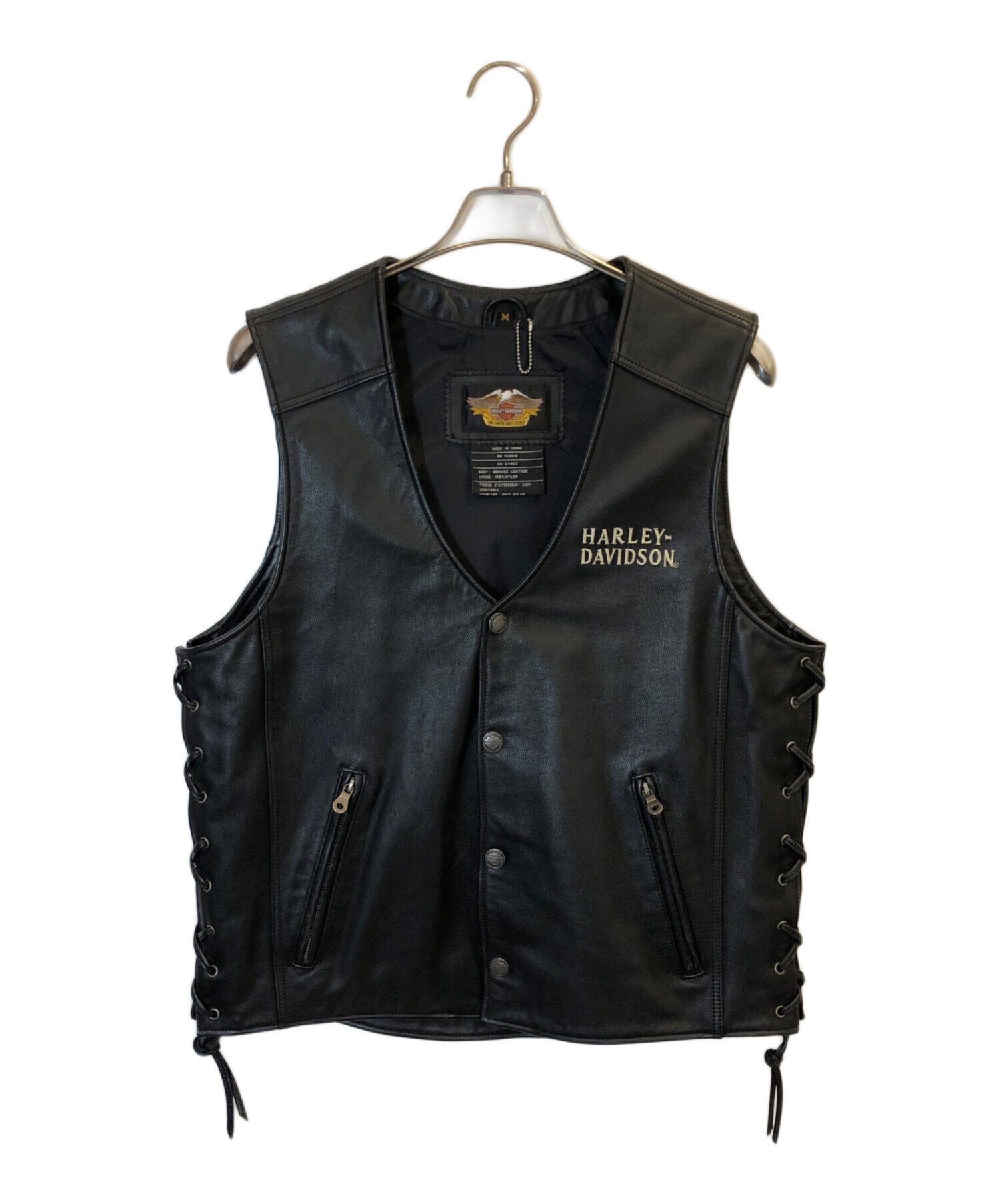 【美品】Harley-Davidson レザー ベスト 　イーグル刺繍　Sサイズ 中古・古着通販】HARLEY-DAVIDSON (ハーレーダビッドソン) イーグル