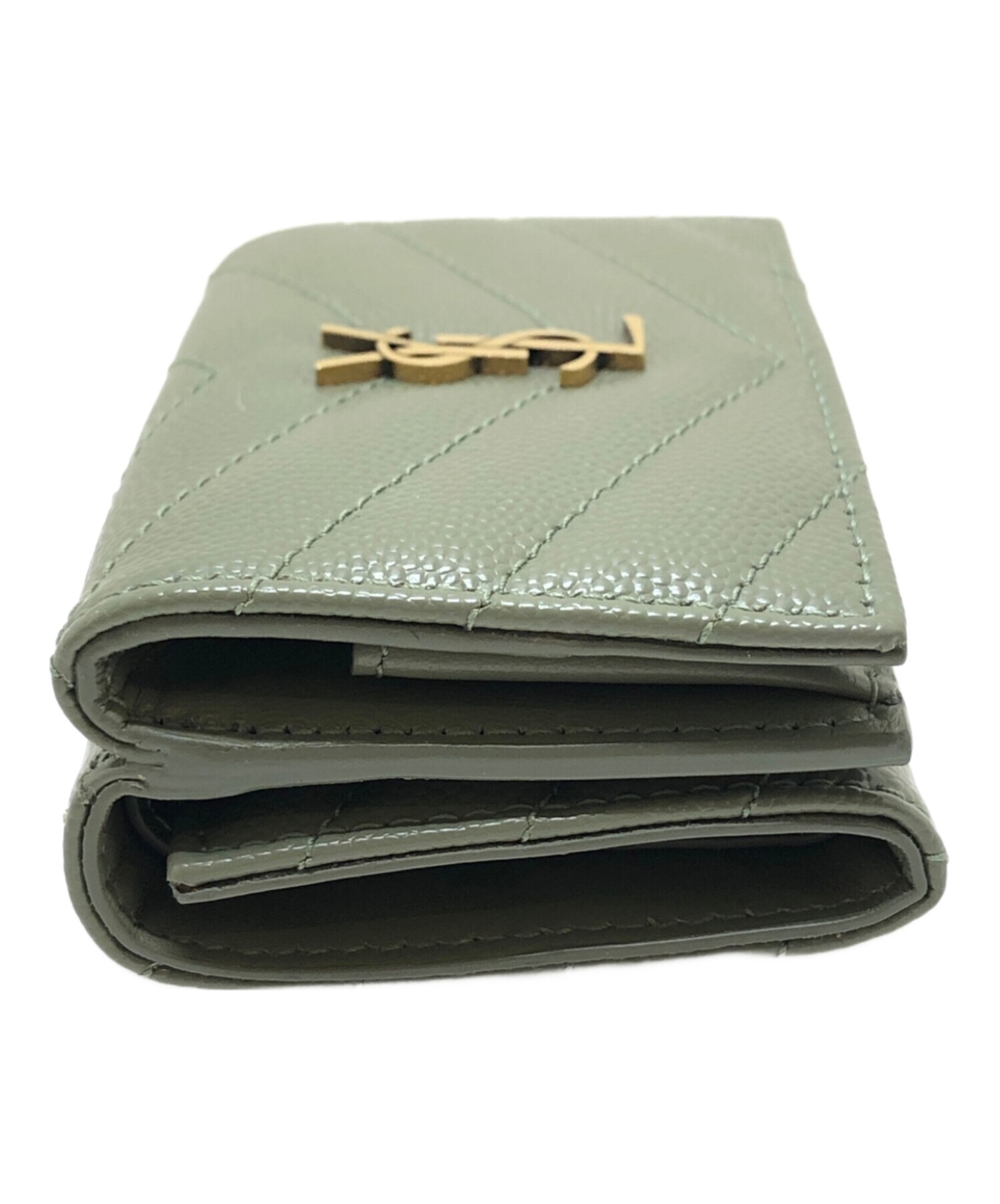 【美品】サンローランパリ☆YSL金具　現行モデル　折り財布　オリーブグリーン 中古・古着通販】Saint Laurent Paris (サンローランパリ) 3つ折り財布
