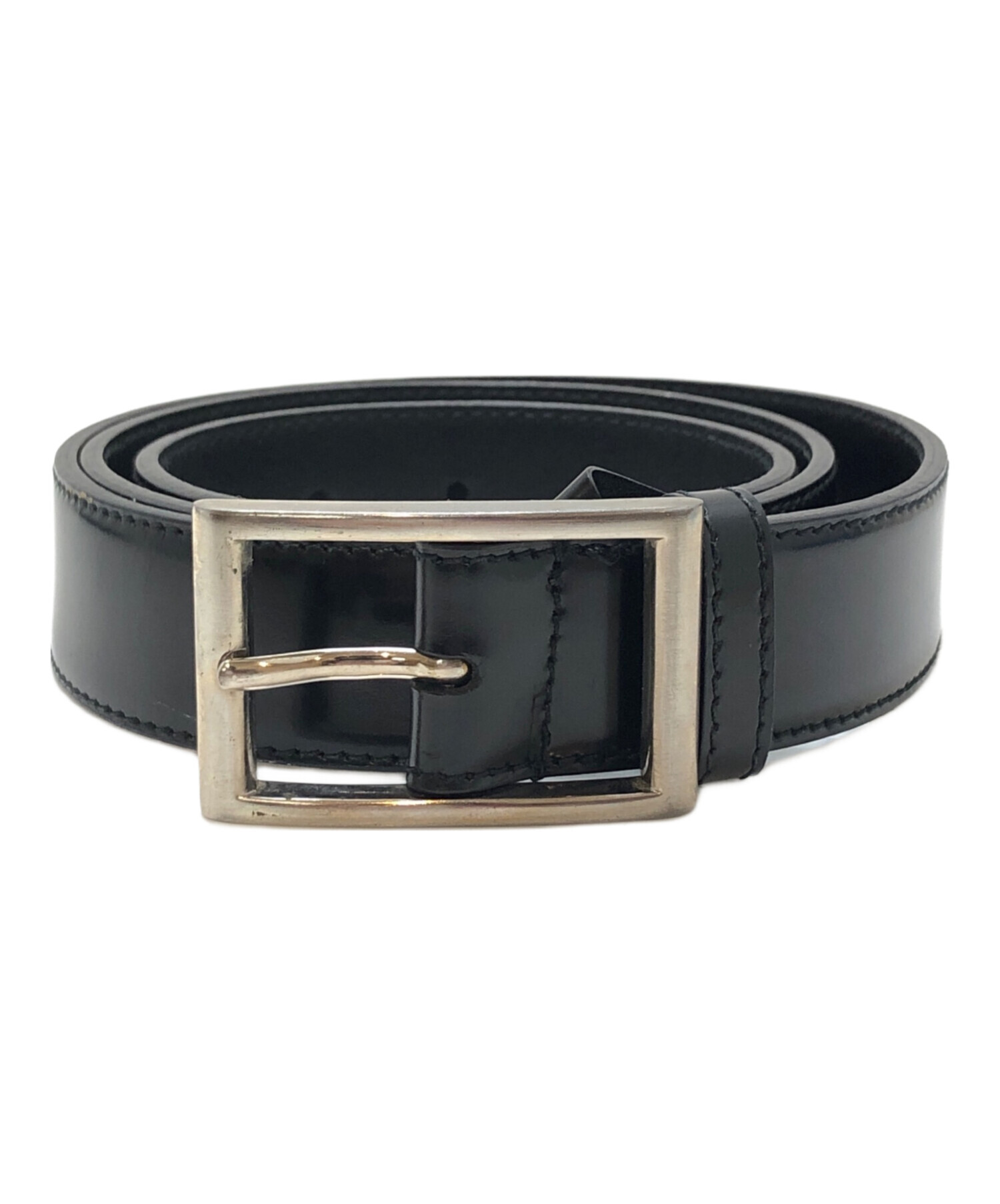 【希少】PRADA 　レザー ベルト ブラック　(中古良品） 中古・古着通販】PRADA (プラダ) レザーベルト ブラック｜ブランド