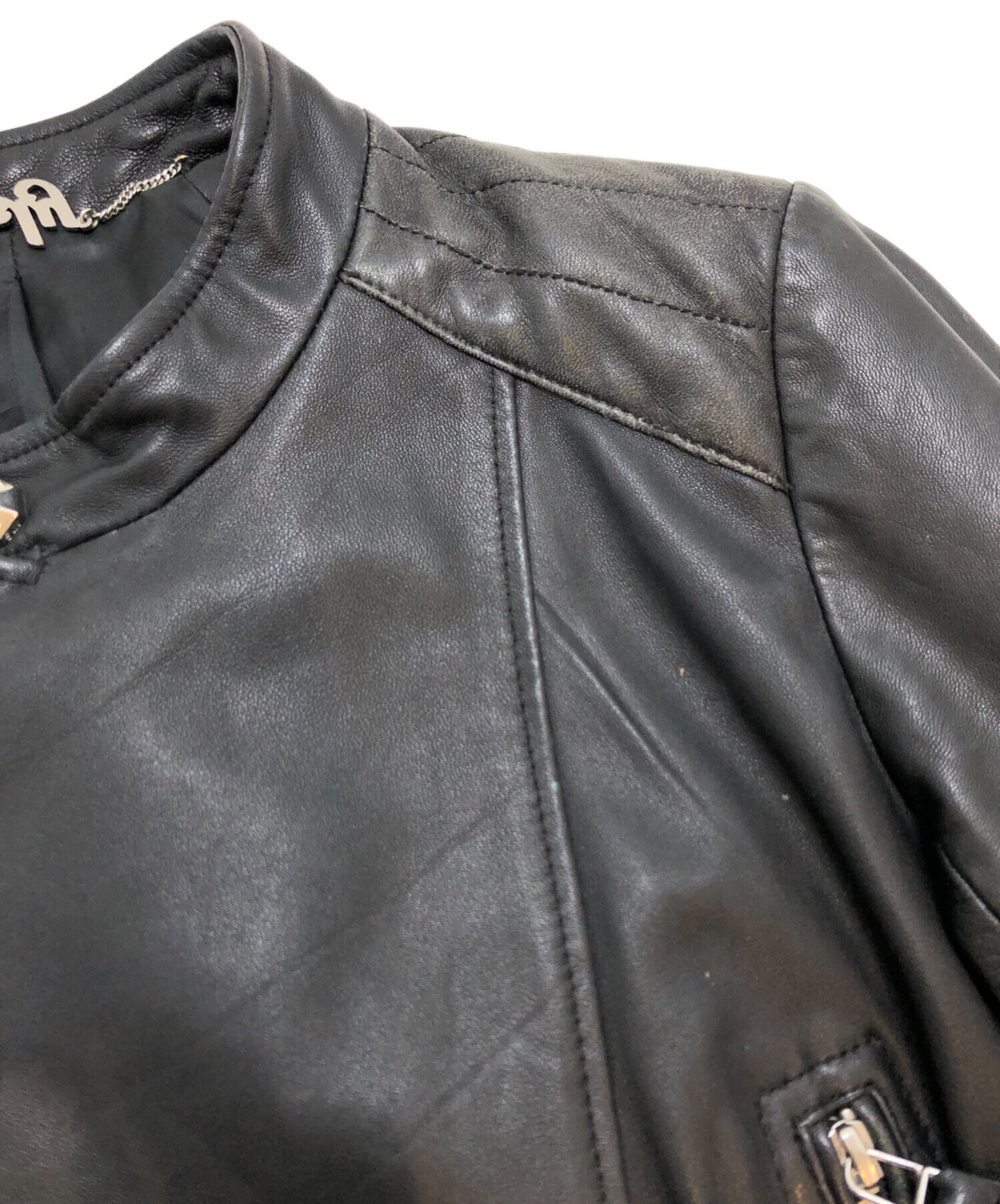 中古・古着通販】SLY (スライ) スタッズライダースジャケット ブラック