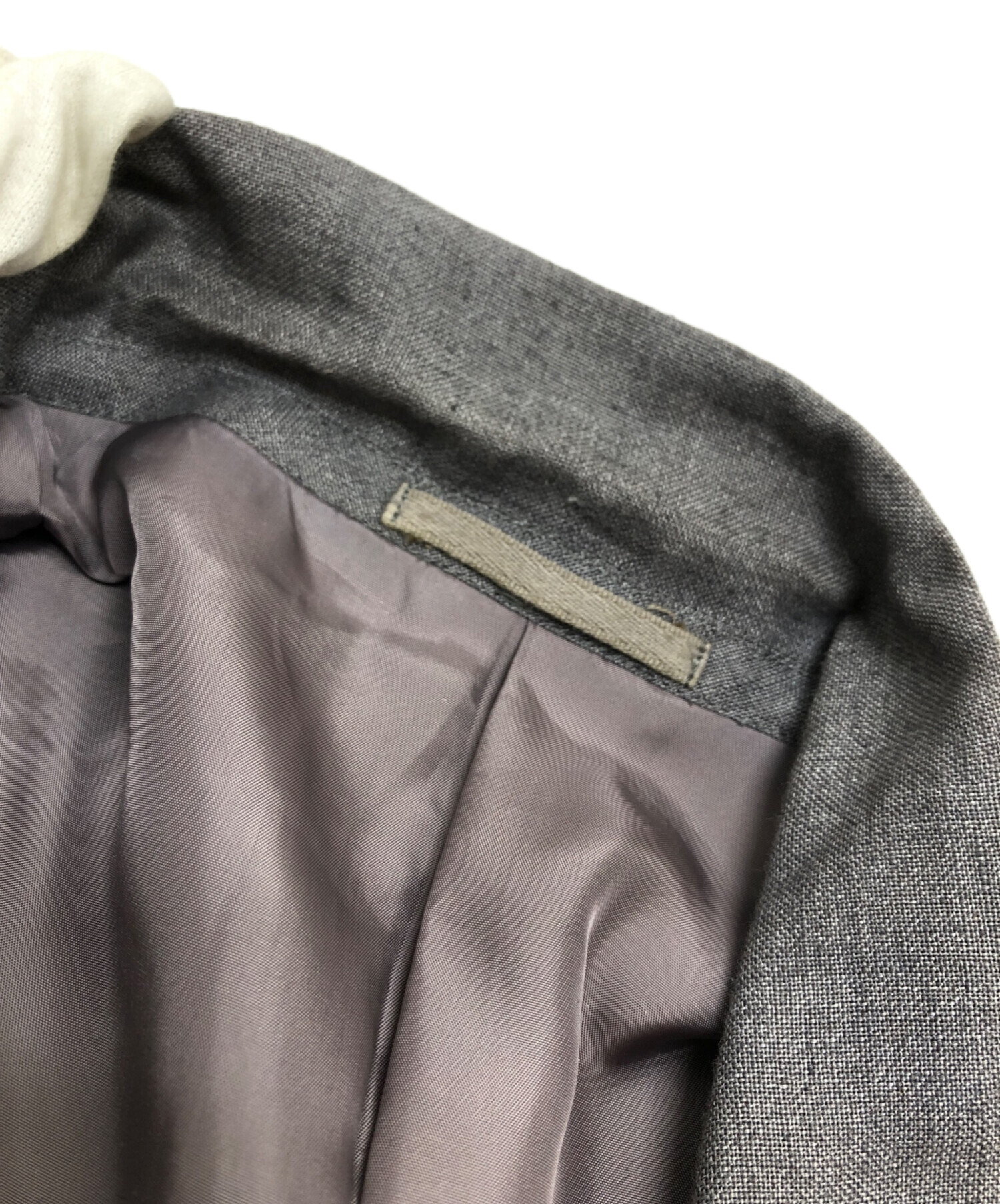 【トリココムデギャルソン】AD2014　リネン　テーラードジャケット　丸襟　M トリココムデギャルソン】AD2014 リネン テーラードジャケット 丸襟 M