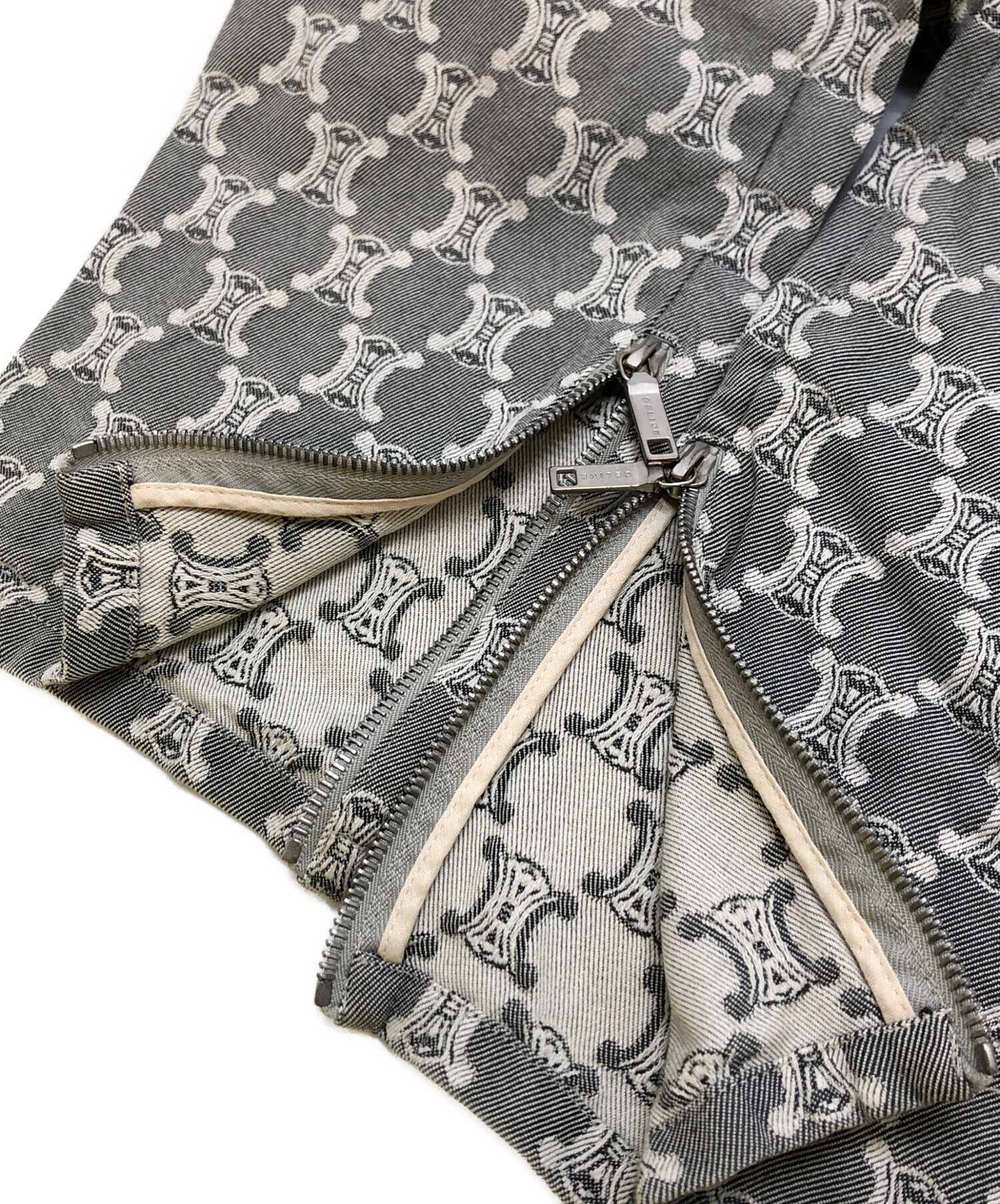 CELINE マカダム柄 パンツ 38サイズ 中古・古着通販】CELINE (セリーヌ) 総柄パンツ グレー サイズ:36