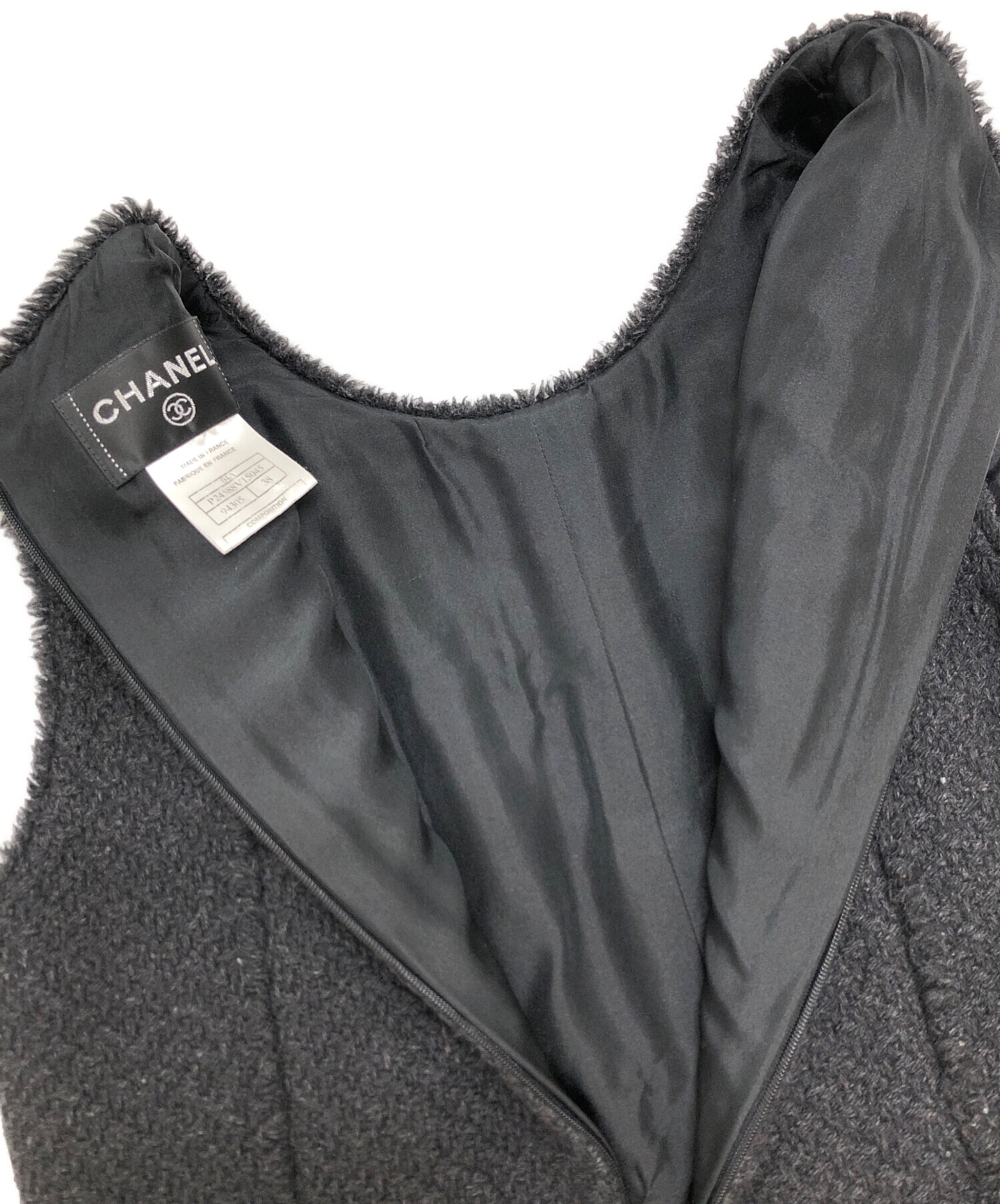 中古・古着通販】CHANEL (シャネル) ウールノースリーブワンピース