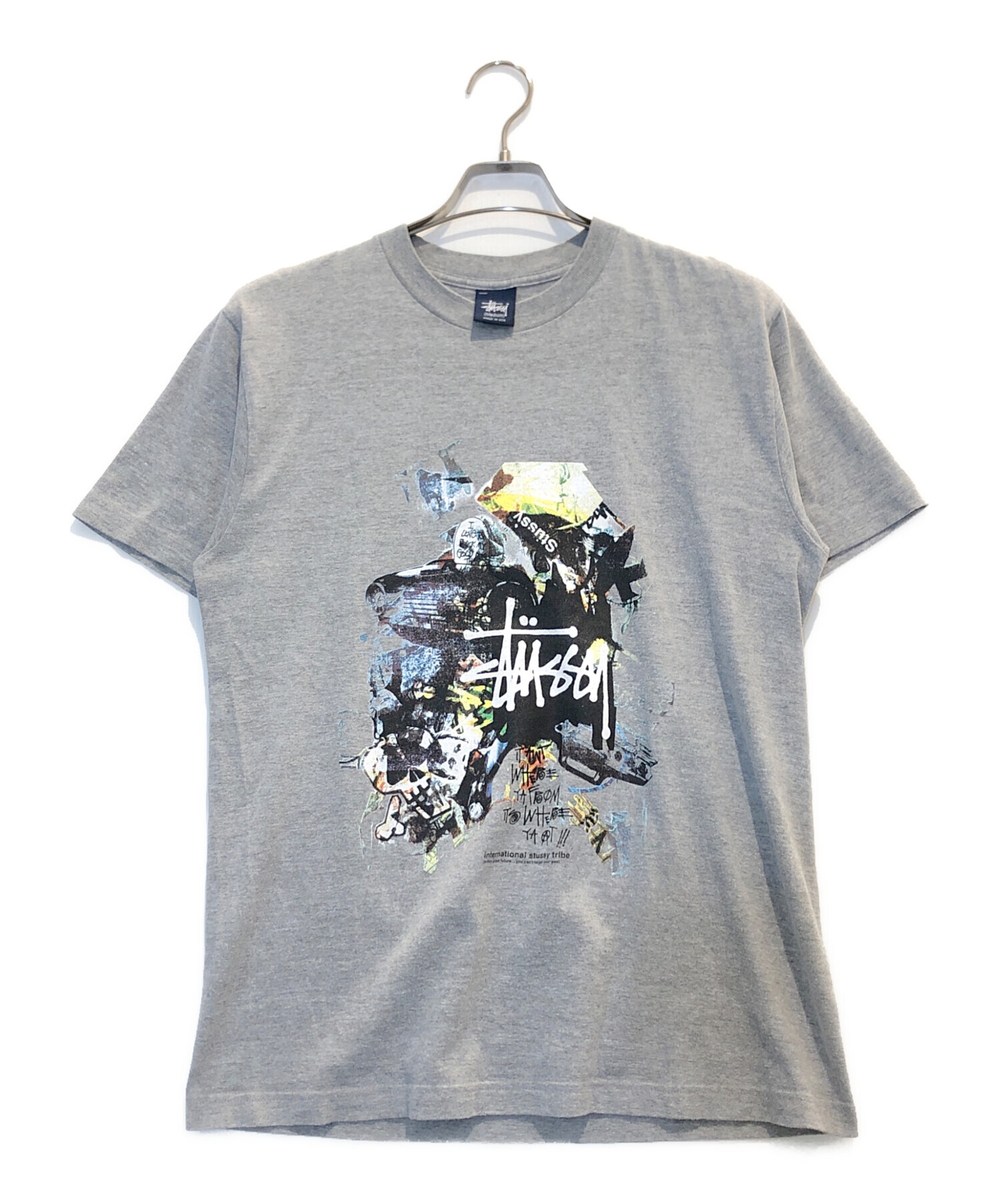 中古・古着通販】stussy (ステューシー) プリントTシャツ グレー 