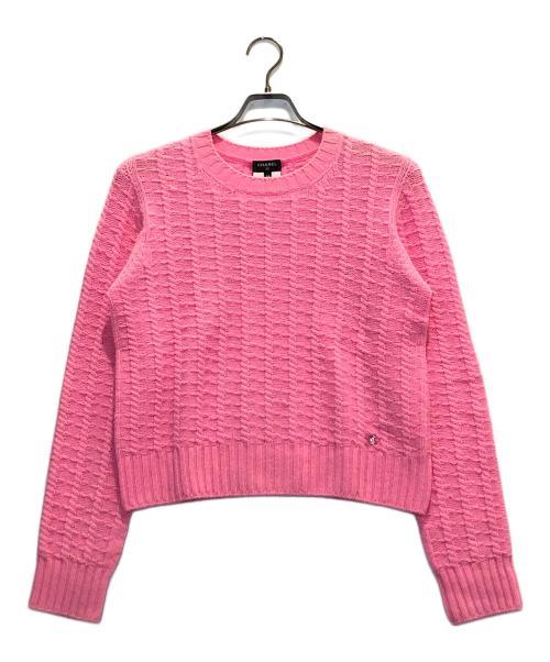 【CHANEL】ピンク ノースリーブニット シャネル 38サイズ タンクトップ 中古・古着通販】CHANEL (シャネル) ウールカシミヤニット ピンク