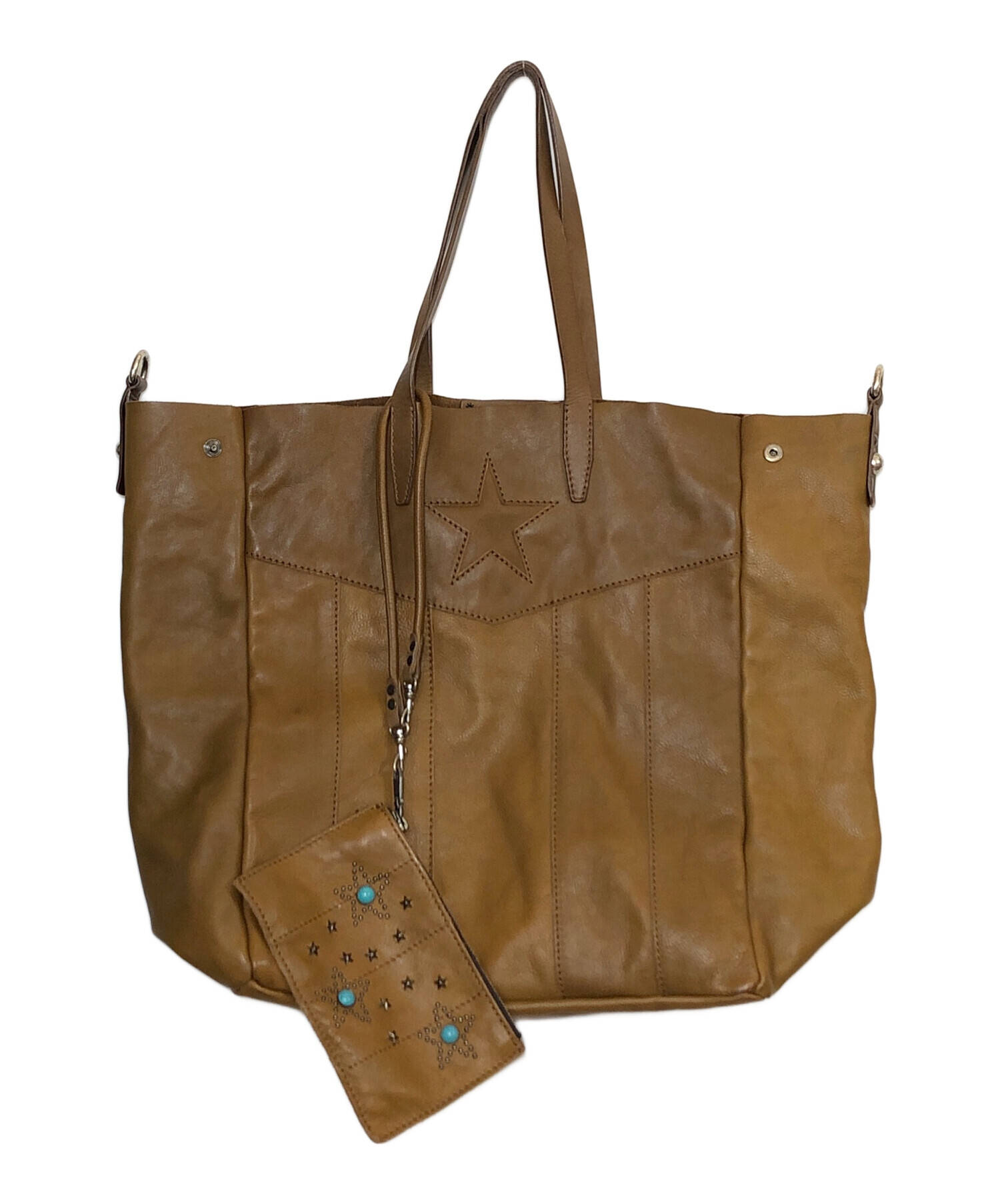 90s~00s DIESEL ブラウン レザー トートバッグ サイドポケット付き 90s~00s DIESEL ブラウン レザー トートバッグ サイドポケット付き