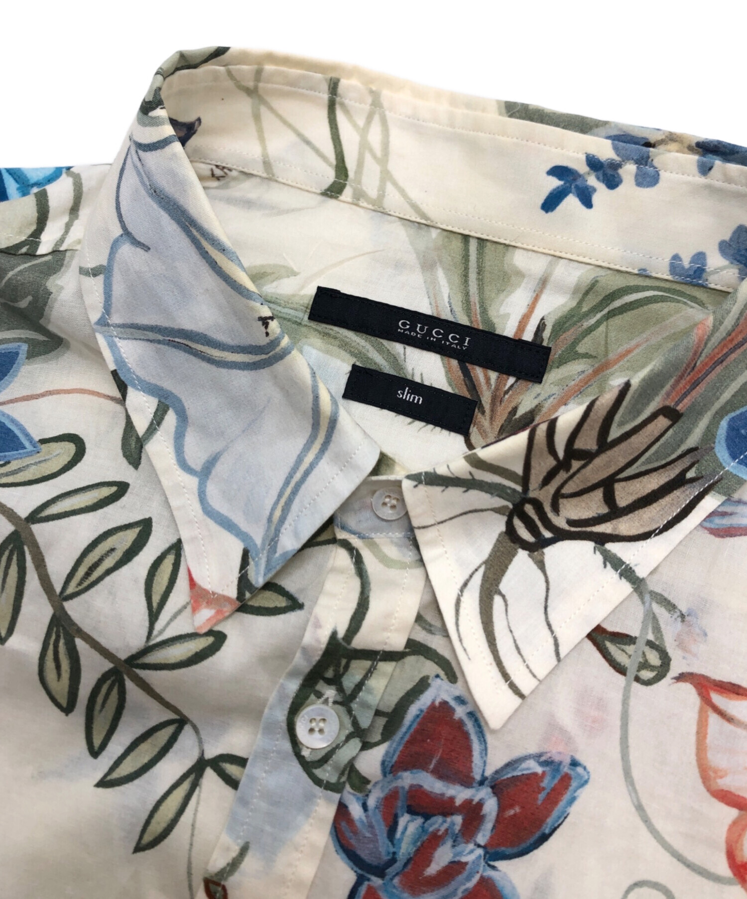 中古・古着通販】GUCCI (グッチ) 花柄シャツ ベージュ サイズ:43/17 