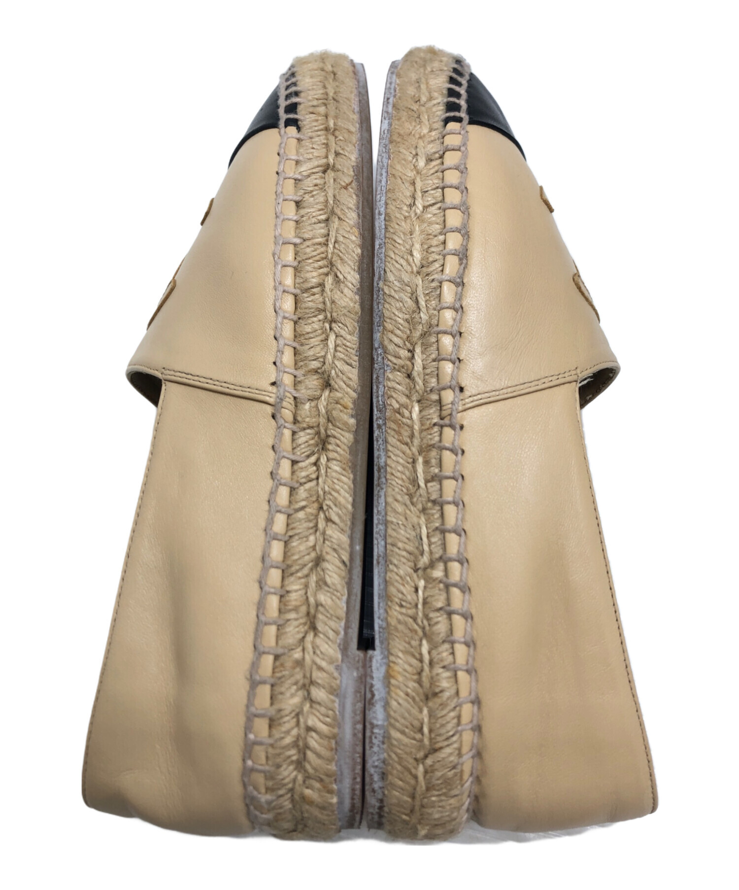 ◆値下げ◆CHANEL エスパドリーユ23.5cmベージュ/ネイビー 中古・古着通販】CHANEL (シャネル) エスパドリーユ ベージュ サイズ