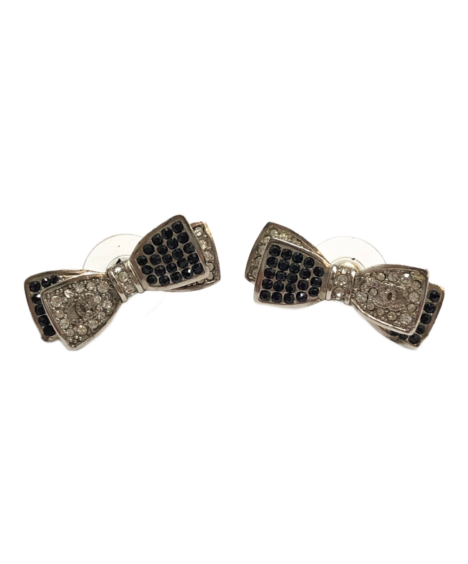 中古・古着通販】CHANEL (シャネル) ストーンリボンピアス サイズ:表記 