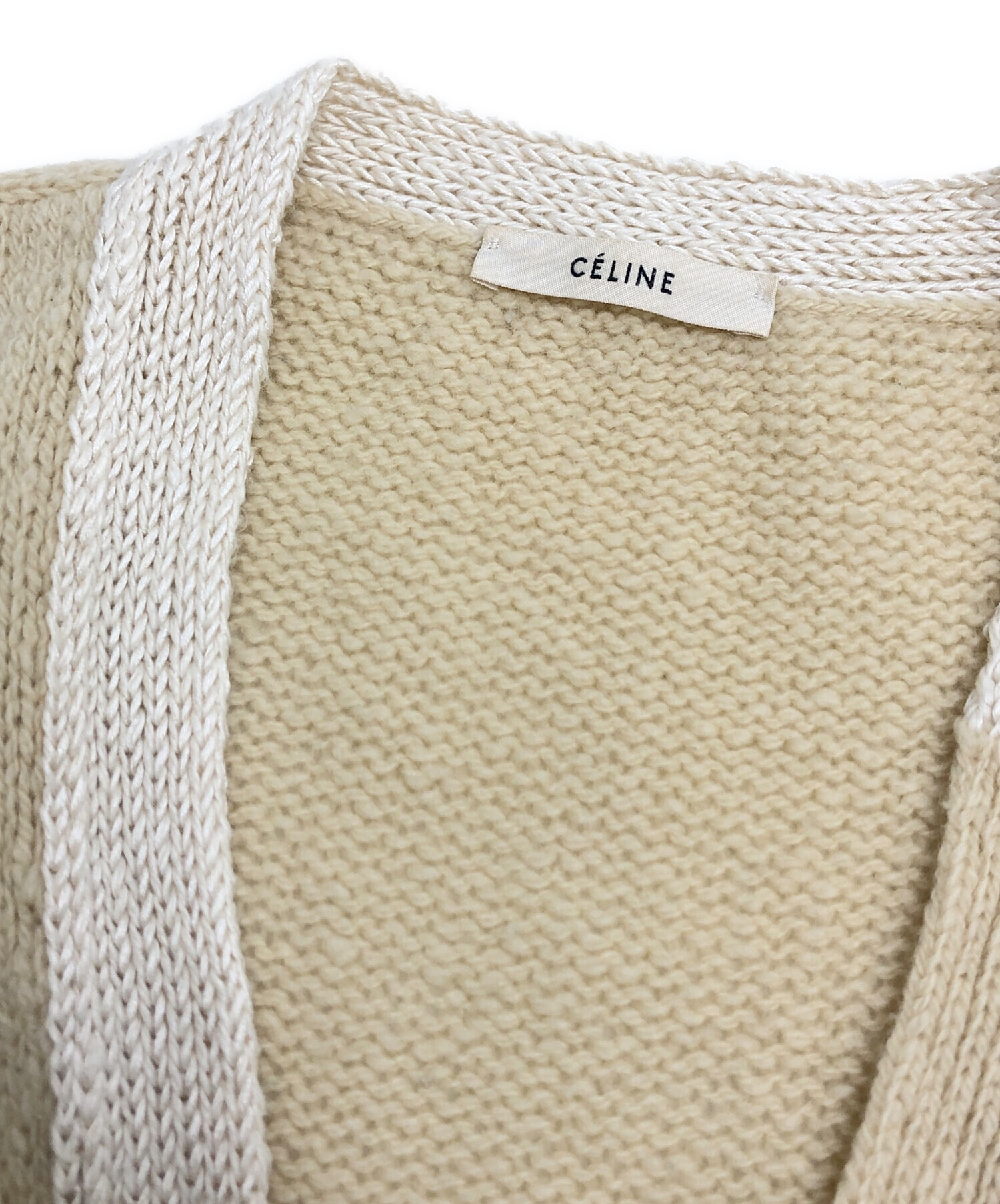 リンゴ3/1 CELINE 長袖カーディガン XS アイボリー 中古・古着通販】CELINE (セリーヌ) ロングカーディガン アイボリー
