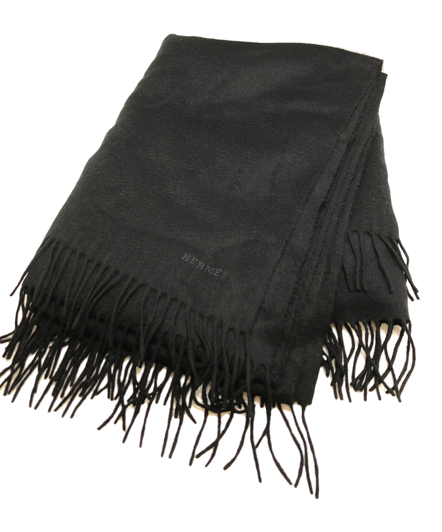 中古・古着通販】HERMES (エルメス) カシミヤ大判ストール ブラック