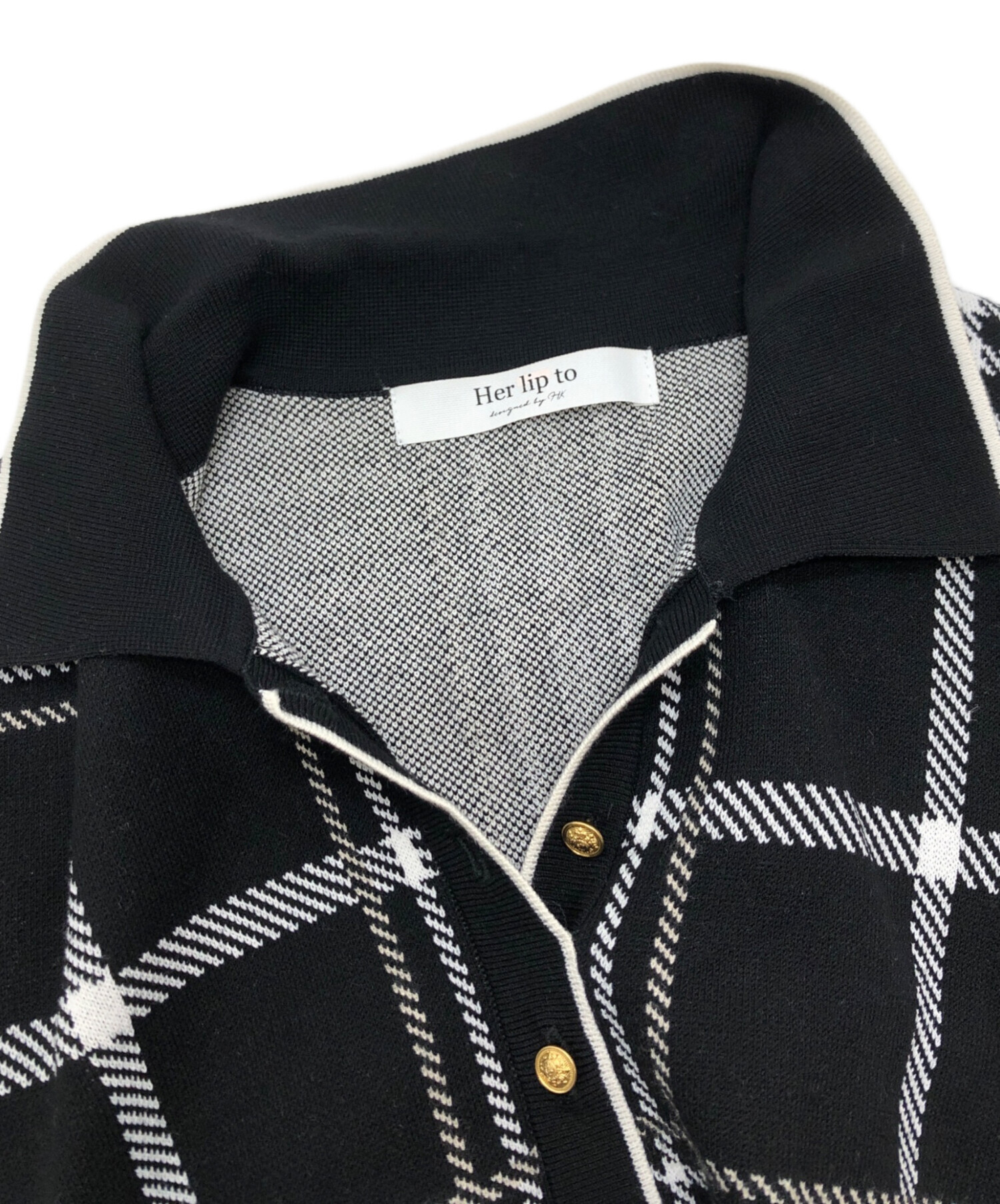 中古・古着通販】HER LIP TO (ハーリップトゥ) Gold-Buttoned Plaid