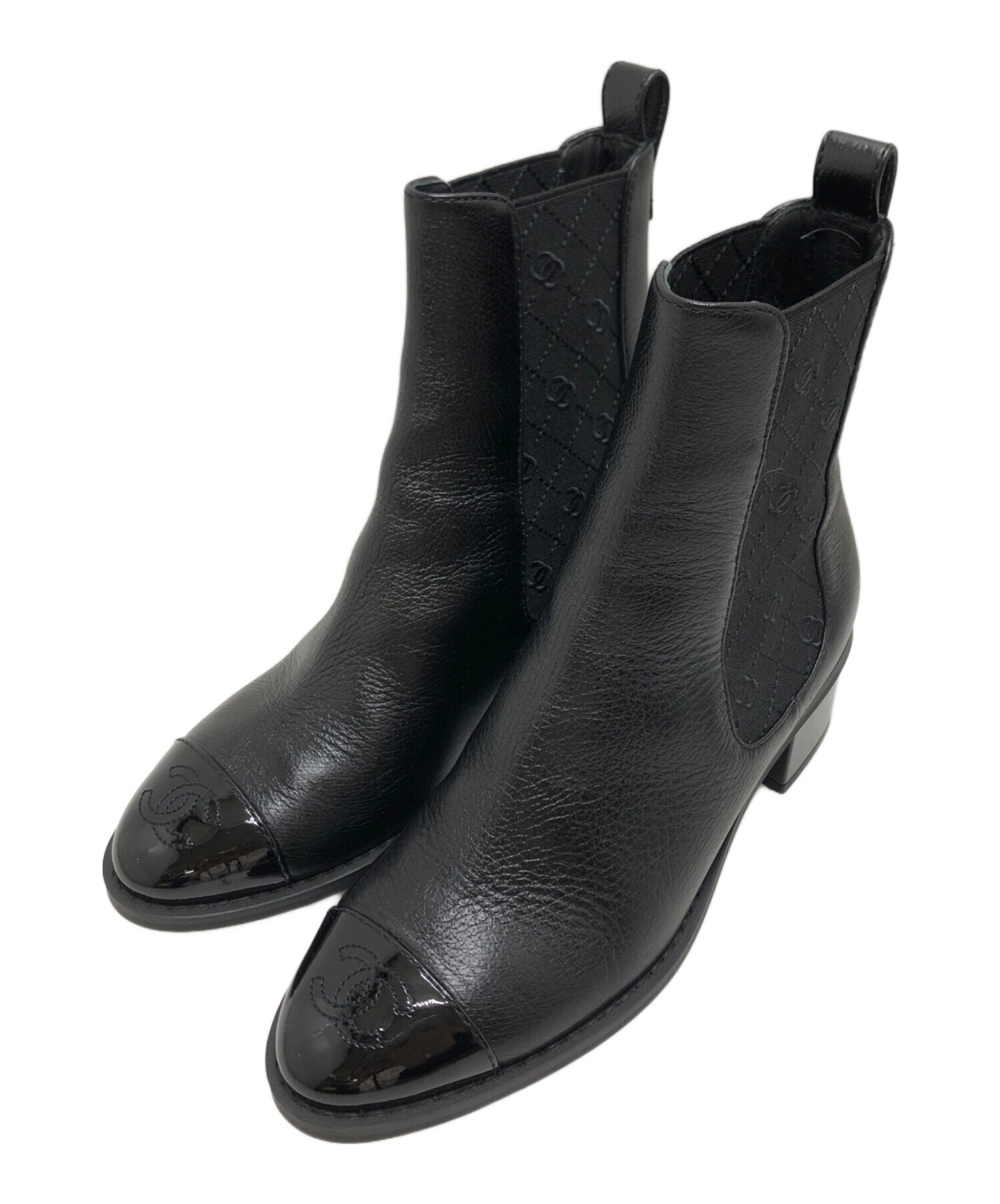 CHANEL　シャネル　マーク入りサイドゴアショートブーツ 中古・古着通販】CHANEL (シャネル) ココマークサイドゴアショート