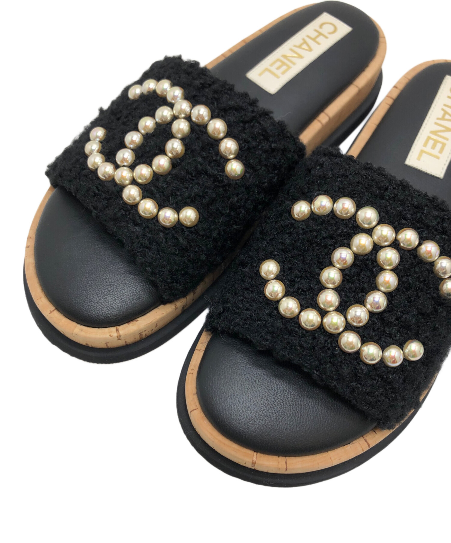 CHANEL パール装飾 ヒールサンダル 中古・古着通販】CHANEL (シャネル) パールデザインココマークサンダル