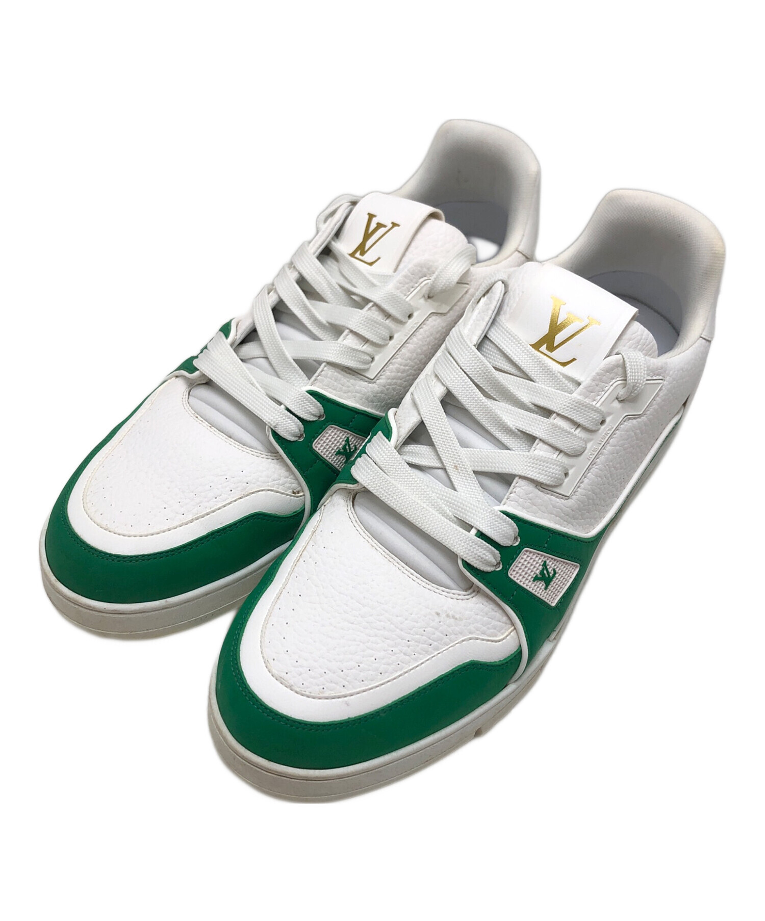 Louis Vuitton ホワイト/グリーンスニーカー 中古・古着通販】LOUIS VUITTON (ルイ ヴィトン) LVトレイナー
