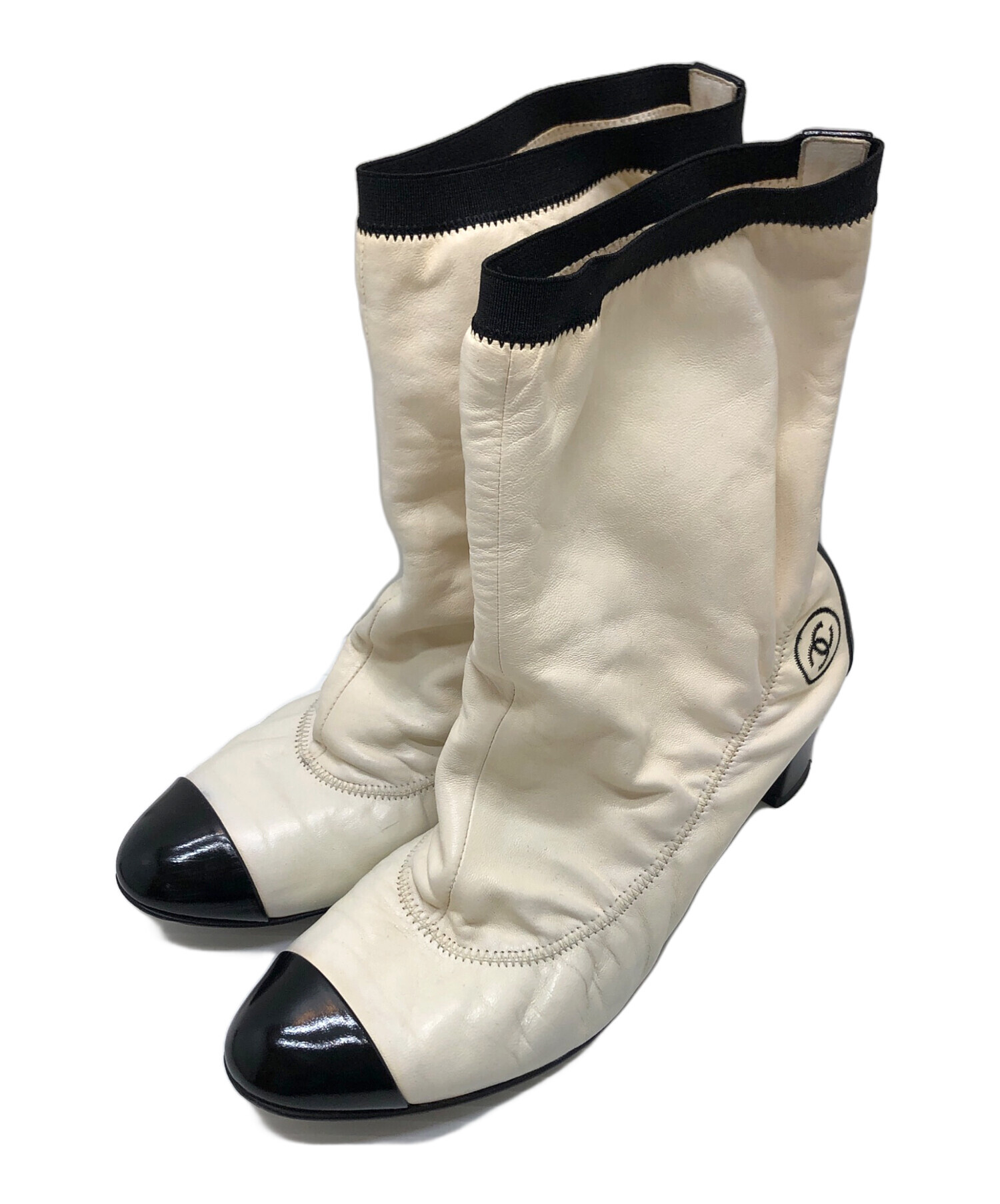 中古・古着通販】CHANEL (シャネル) ココマークバイカラーブーツ 