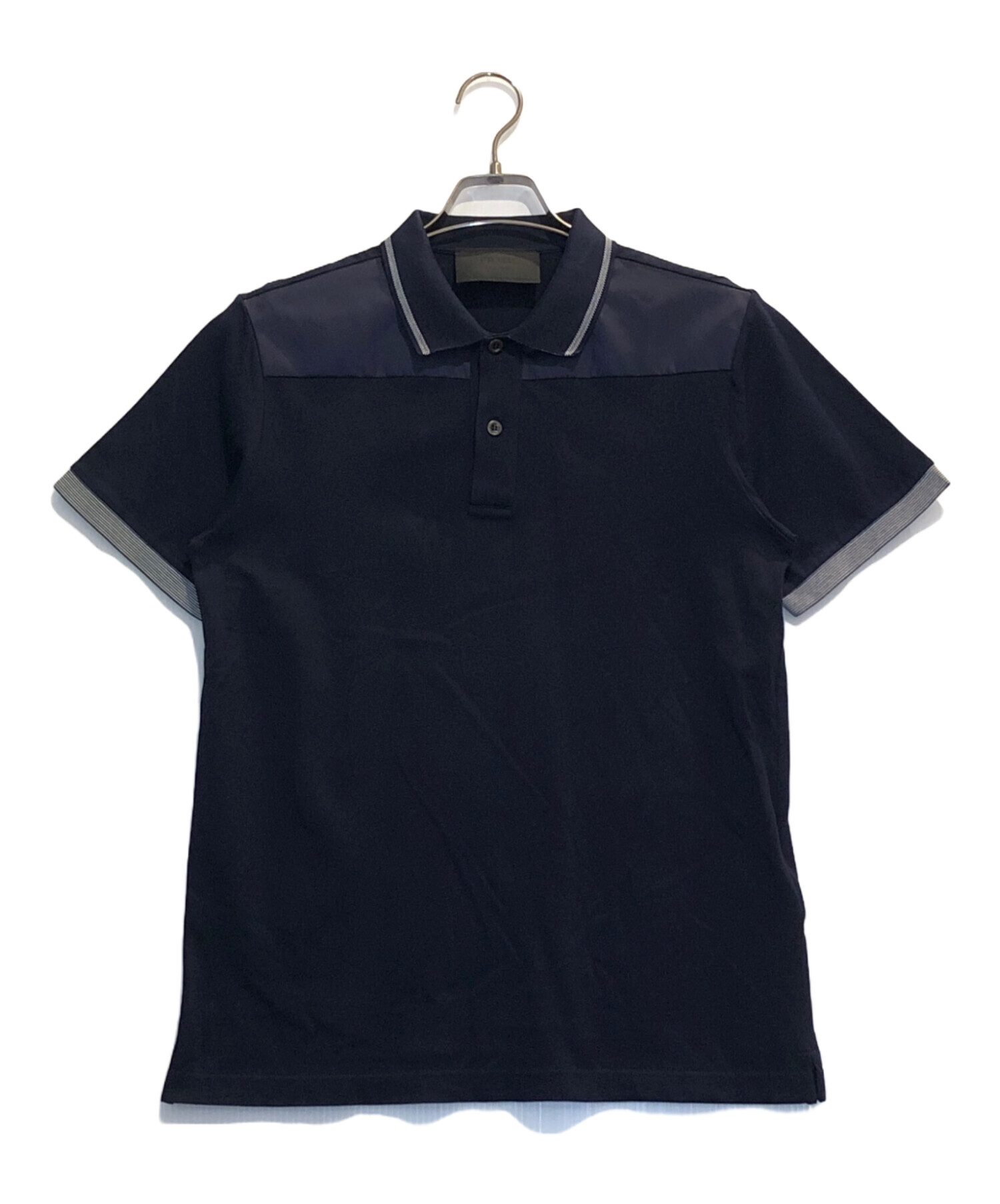 中古・古着通販】PRADA (プラダ) 異素材切替ポロシャツ ネイビー