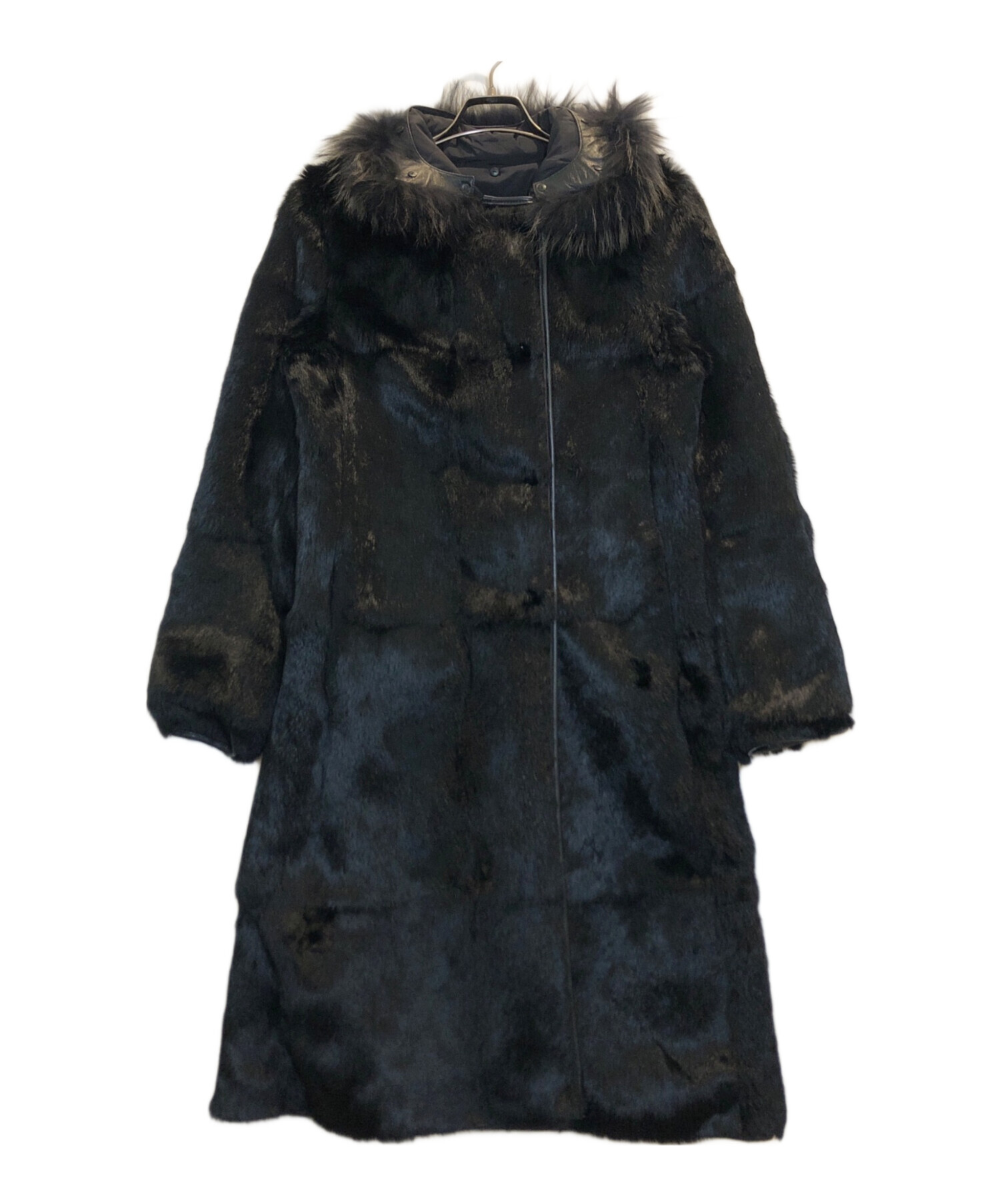 ❤️美品❤️theoryセオリーラビットリバーシブルコート ラクーンファーブラックＬ 中古・古着通販】theory (セオリー) リバーシブルラビットファーコート