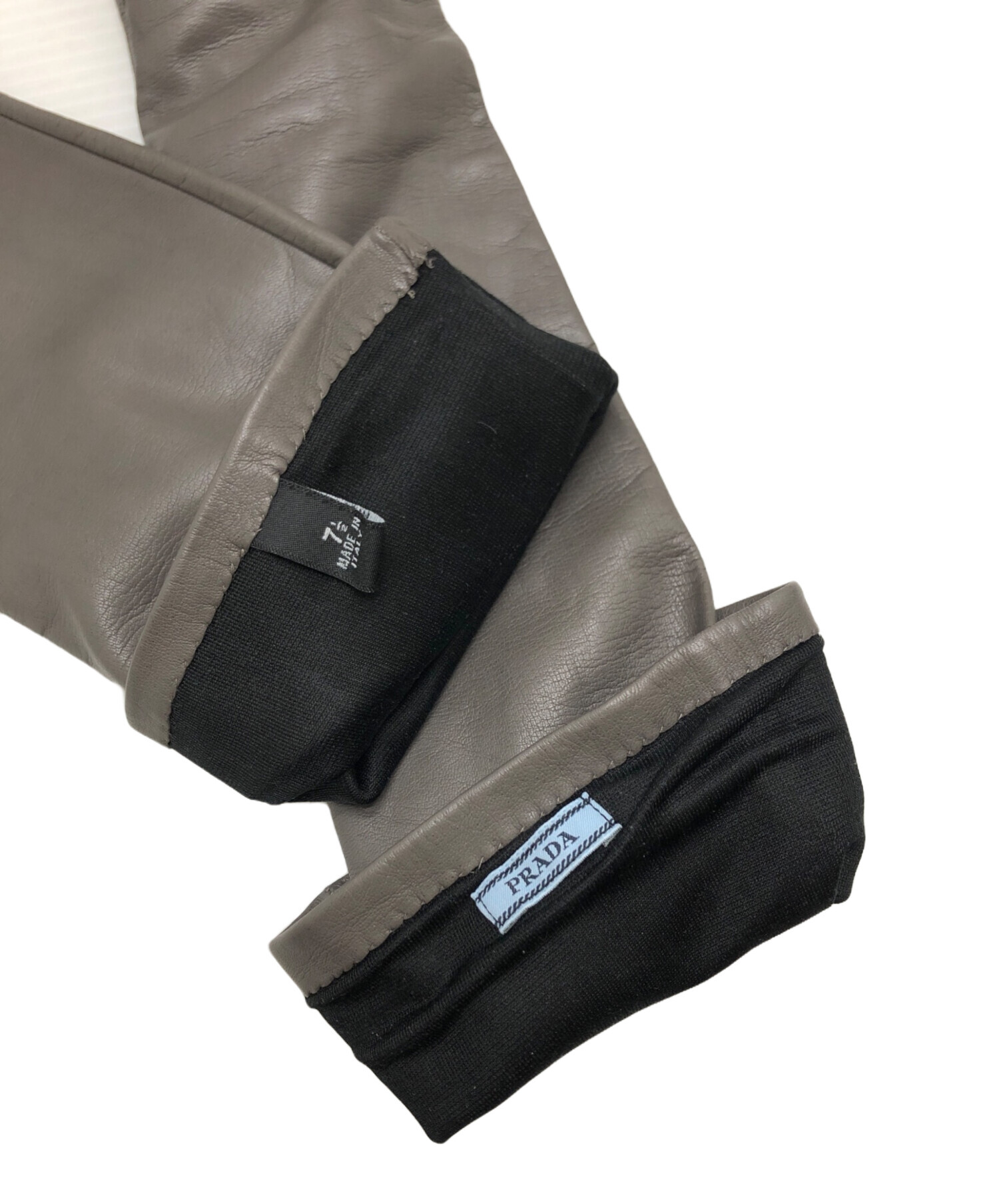 中古・古着通販】PRADA (プラダ) レザーグローブ グレー サイズ:7 1/2