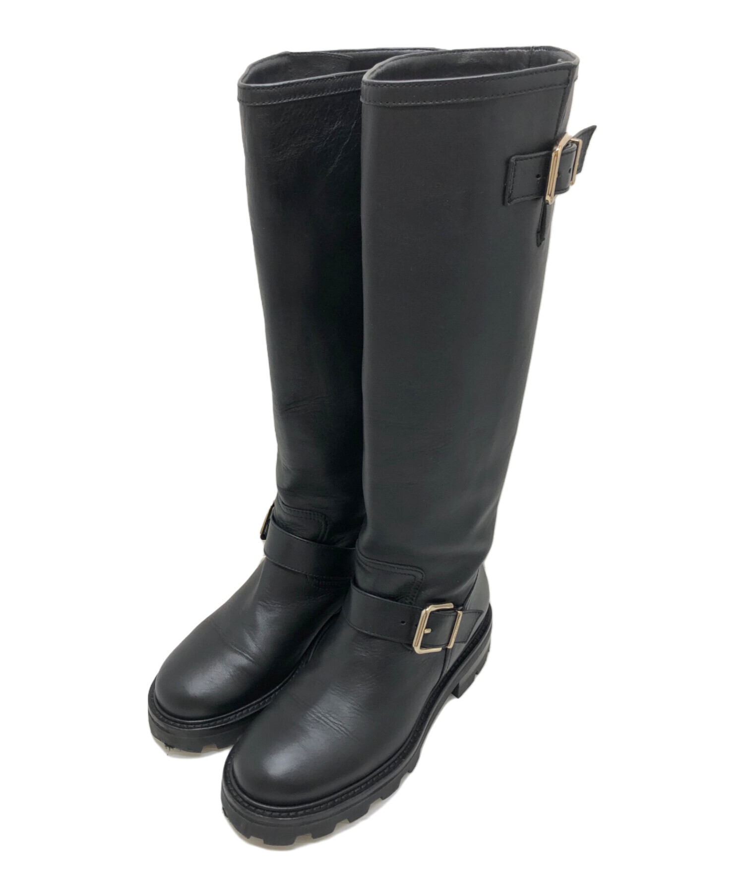 中古・古着通販】JIMMY CHOO (ジミーチュウ) バイカーブーツ ブラック