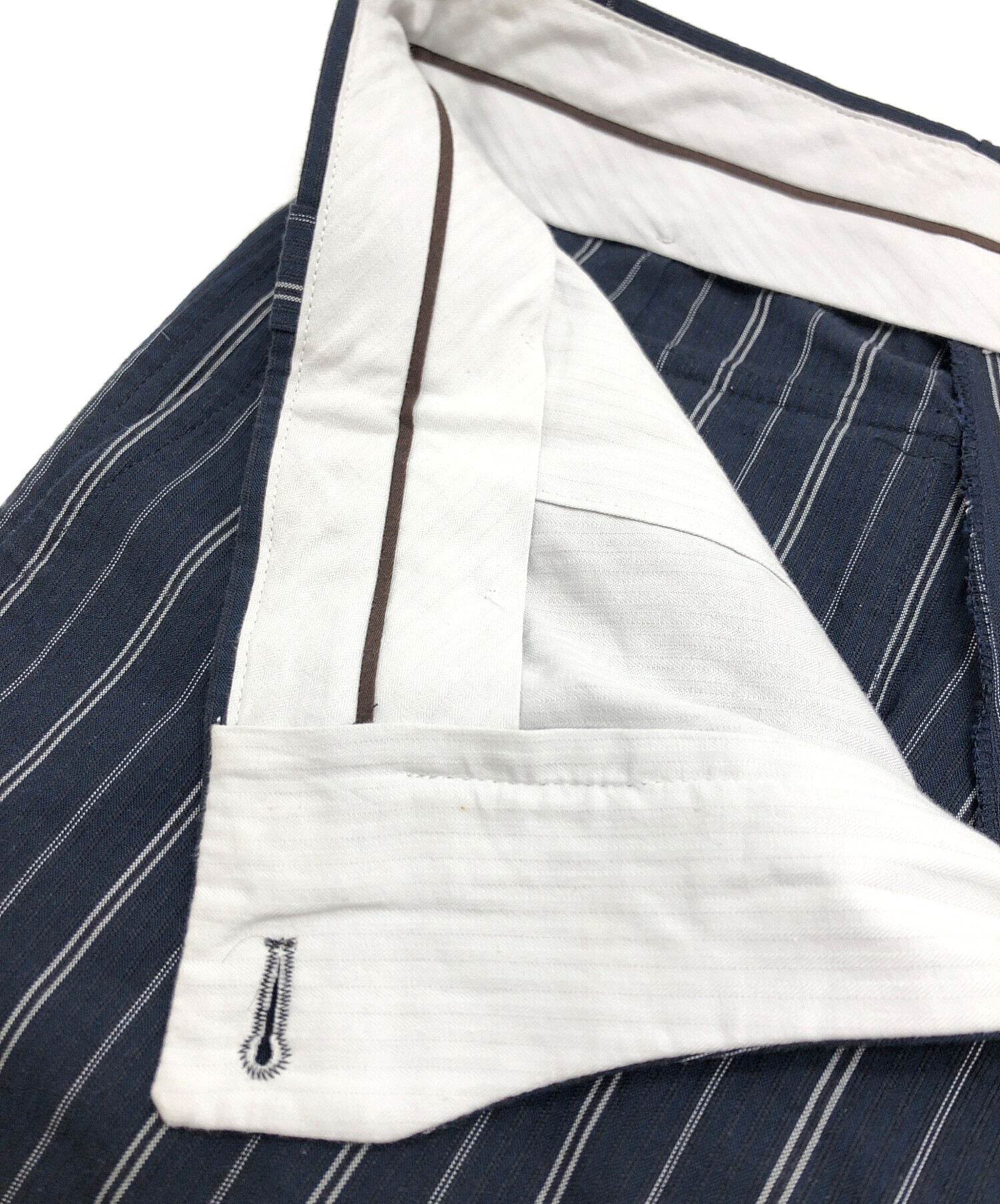 HERMES エルメス ストライプパンツ 中古・古着通販】HERMES (エルメス) ストライプパンツ ネイビー サイズ