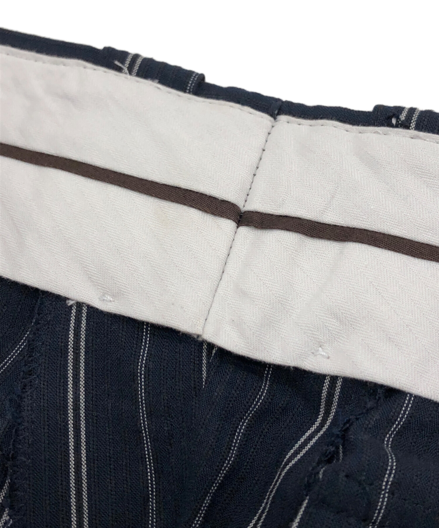 中古・古着通販】HERMES (エルメス) ストライプパンツ ネイビー サイズ