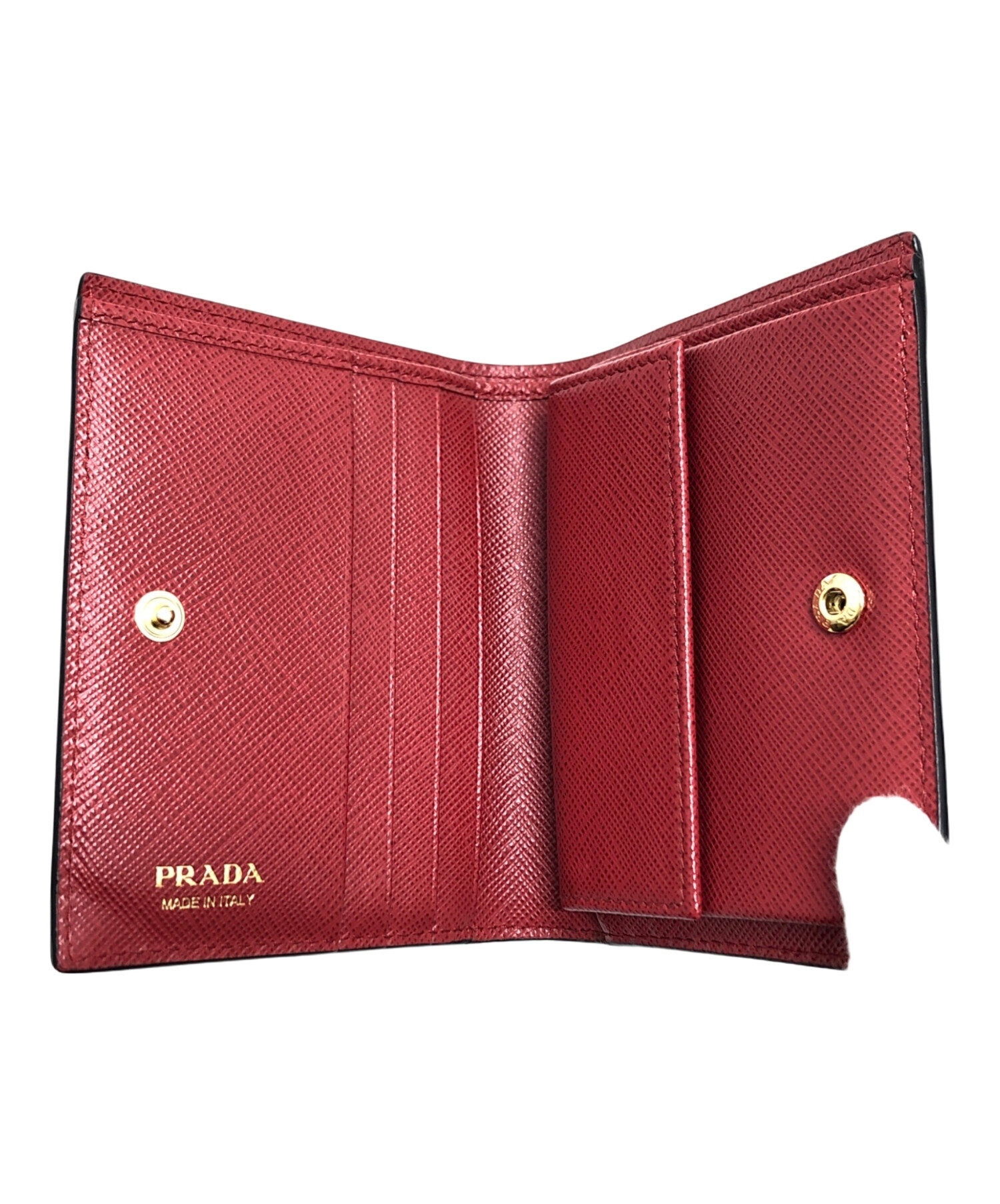 中古・古着通販】PRADA (プラダ) ハートモチーフ2つ折り財布 ブラック